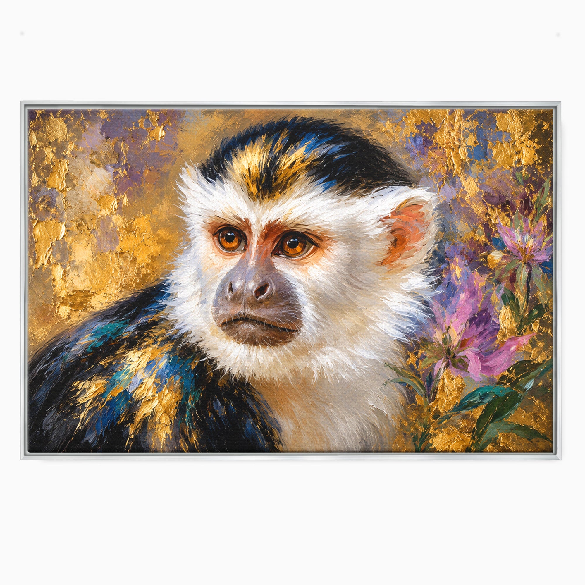 Tablou Canvas Premium LuxCanva® M1668, Maimuta Aurie, Maimuta, Portret, Animale, Natura, Birou, Culori Vibrante