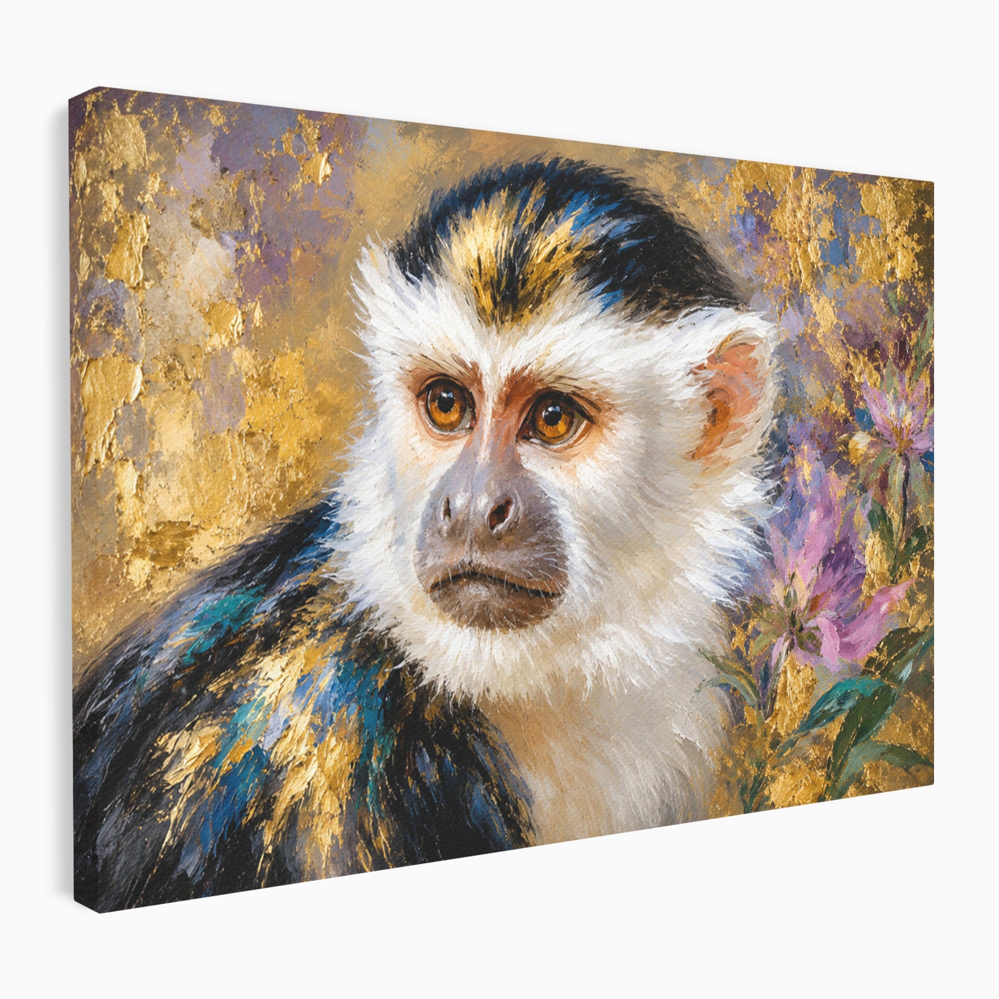 Tablou Canvas Premium LuxCanva® M1668, Maimuta Aurie, Maimuta, Portret, Animale, Natura, Birou, Culori Vibrante