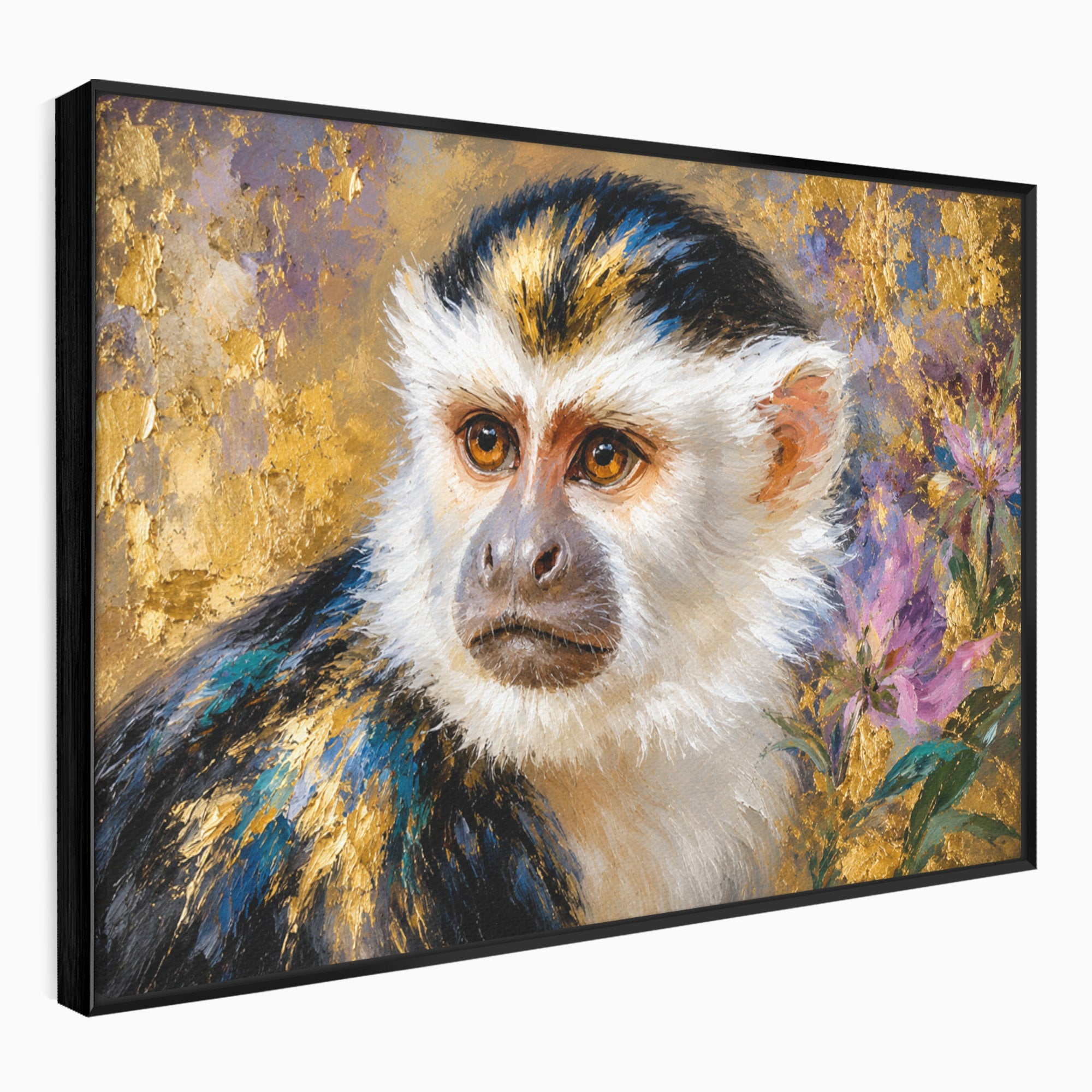 Tablou Canvas Premium LuxCanva® M1668, Maimuta Aurie, Maimuta, Portret, Animale, Natura, Birou, Culori Vibrante