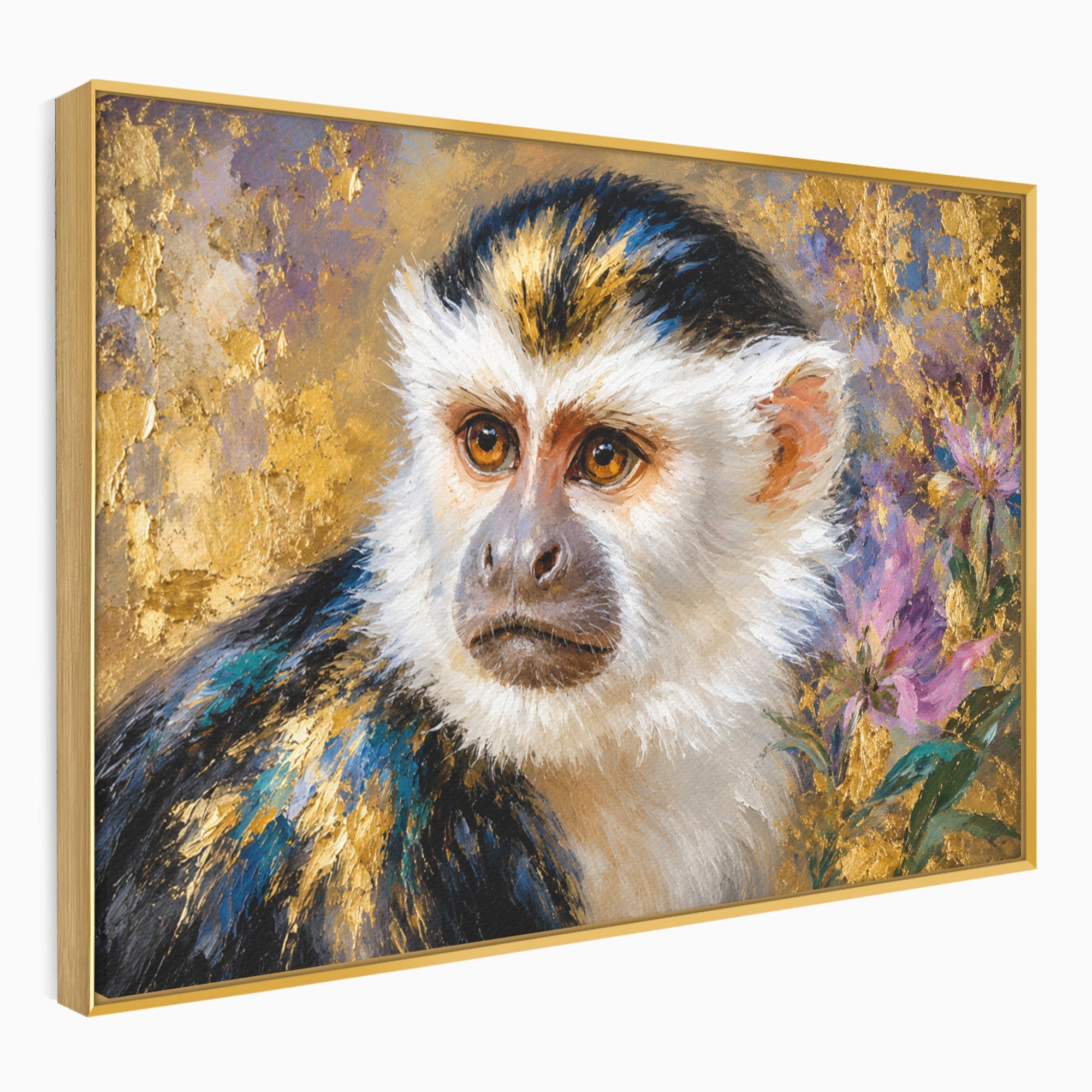 Tablou Canvas Premium LuxCanva® M1668, Maimuta Aurie, Maimuta, Portret, Animale, Natura, Birou, Culori Vibrante