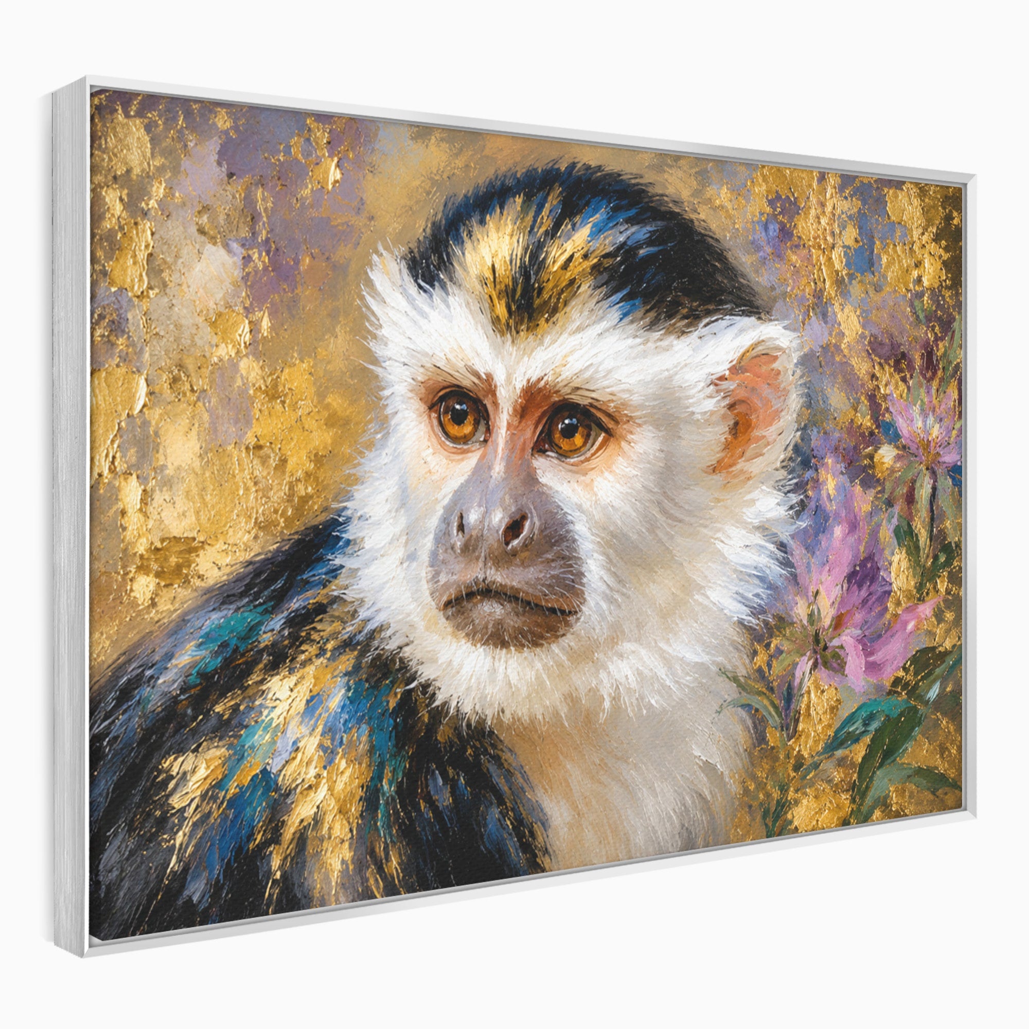 Tablou Canvas Premium LuxCanva® M1668, Maimuta Aurie, Maimuta, Portret, Animale, Natura, Birou, Culori Vibrante