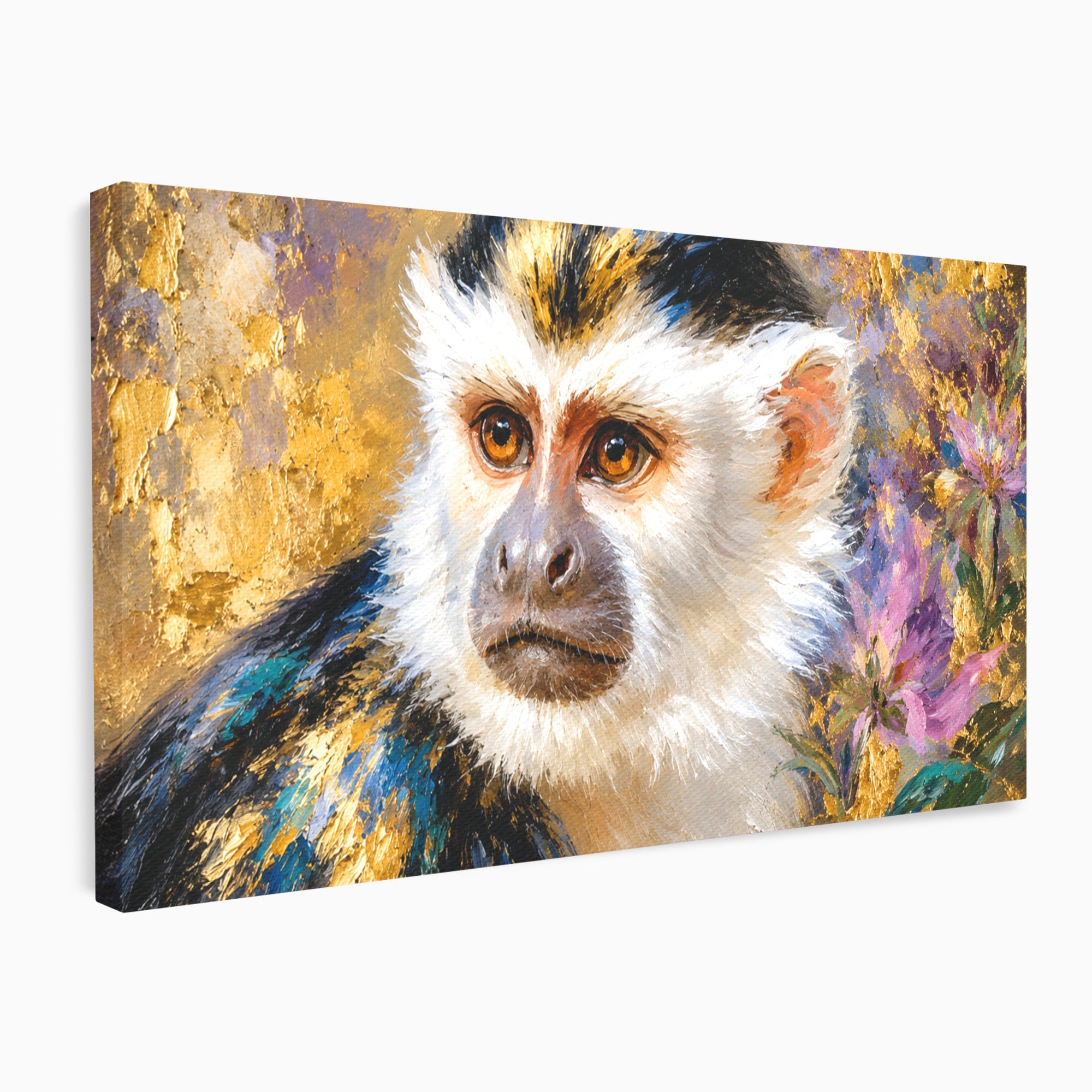 Tablou Canvas Premium LuxCanva® M1668, Maimuta Aurie, Maimuta, Portret, Animale, Natura, Birou, Culori Vibrante