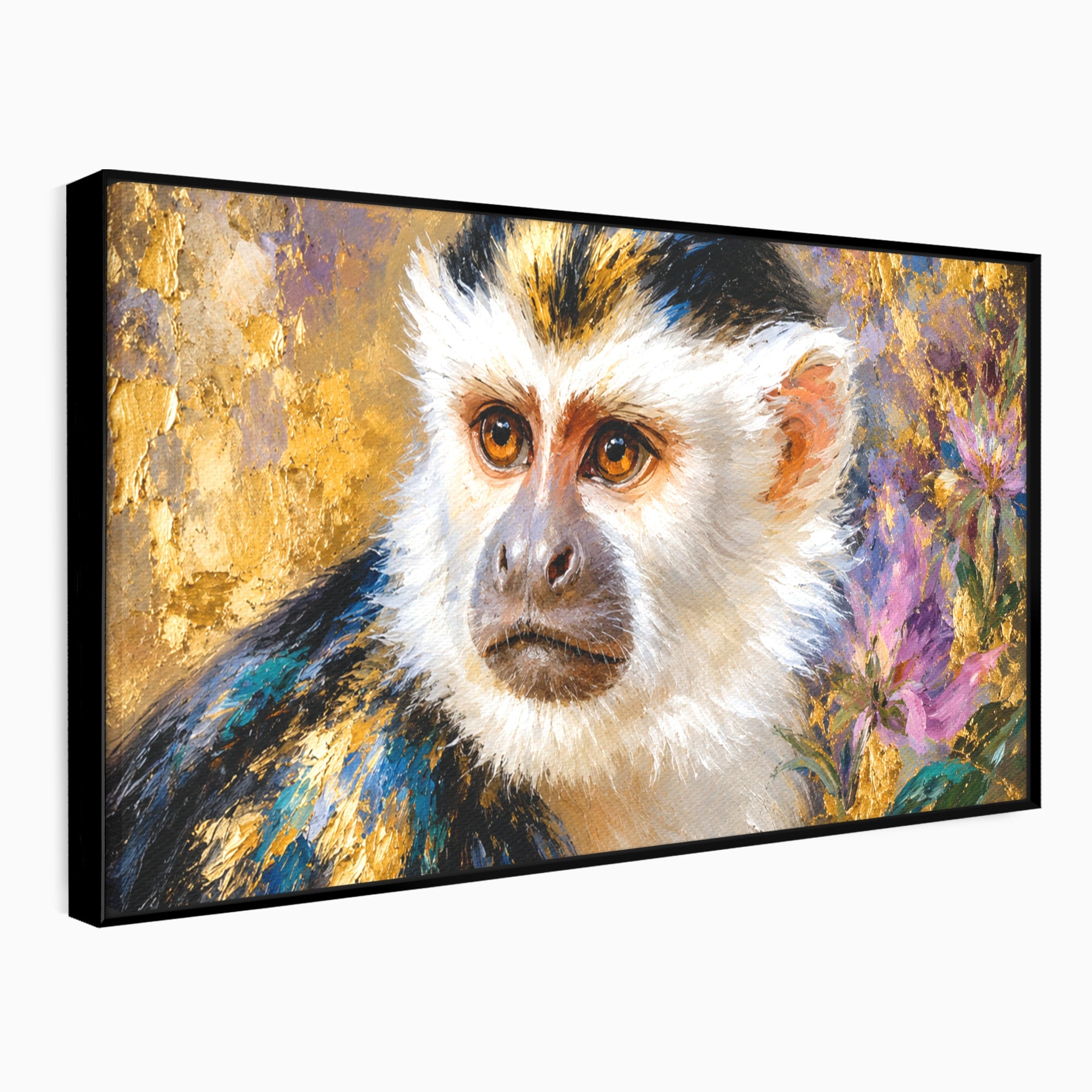 Tablou Canvas Premium LuxCanva® M1668, Maimuta Aurie, Maimuta, Portret, Animale, Natura, Birou, Culori Vibrante