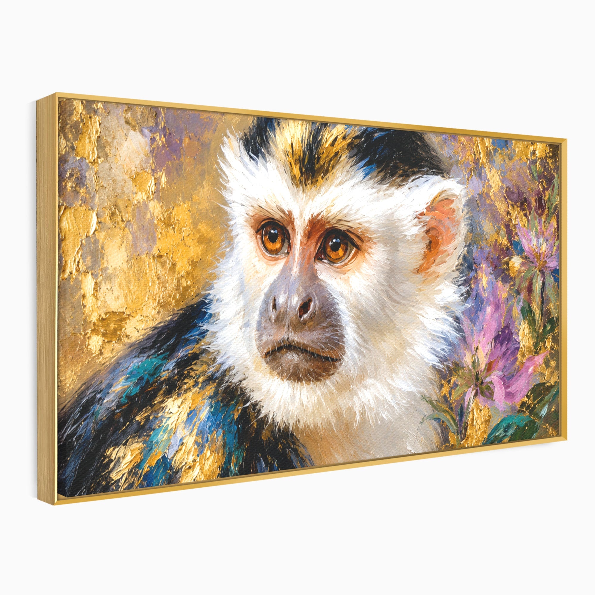 Tablou Canvas Premium LuxCanva® M1668, Maimuta Aurie, Maimuta, Portret, Animale, Natura, Birou, Culori Vibrante