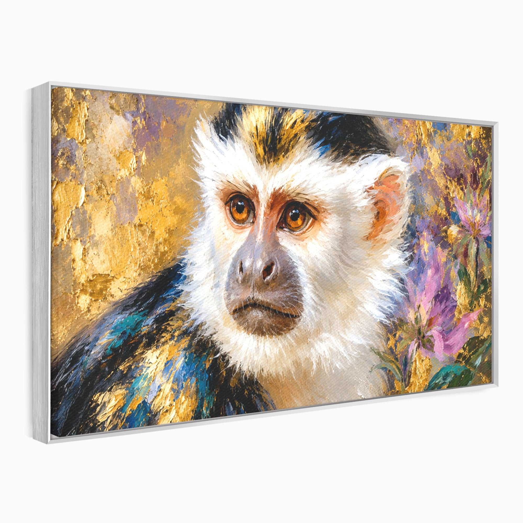Tablou Canvas Premium LuxCanva® M1668, Maimuta Aurie, Maimuta, Portret, Animale, Natura, Birou, Culori Vibrante