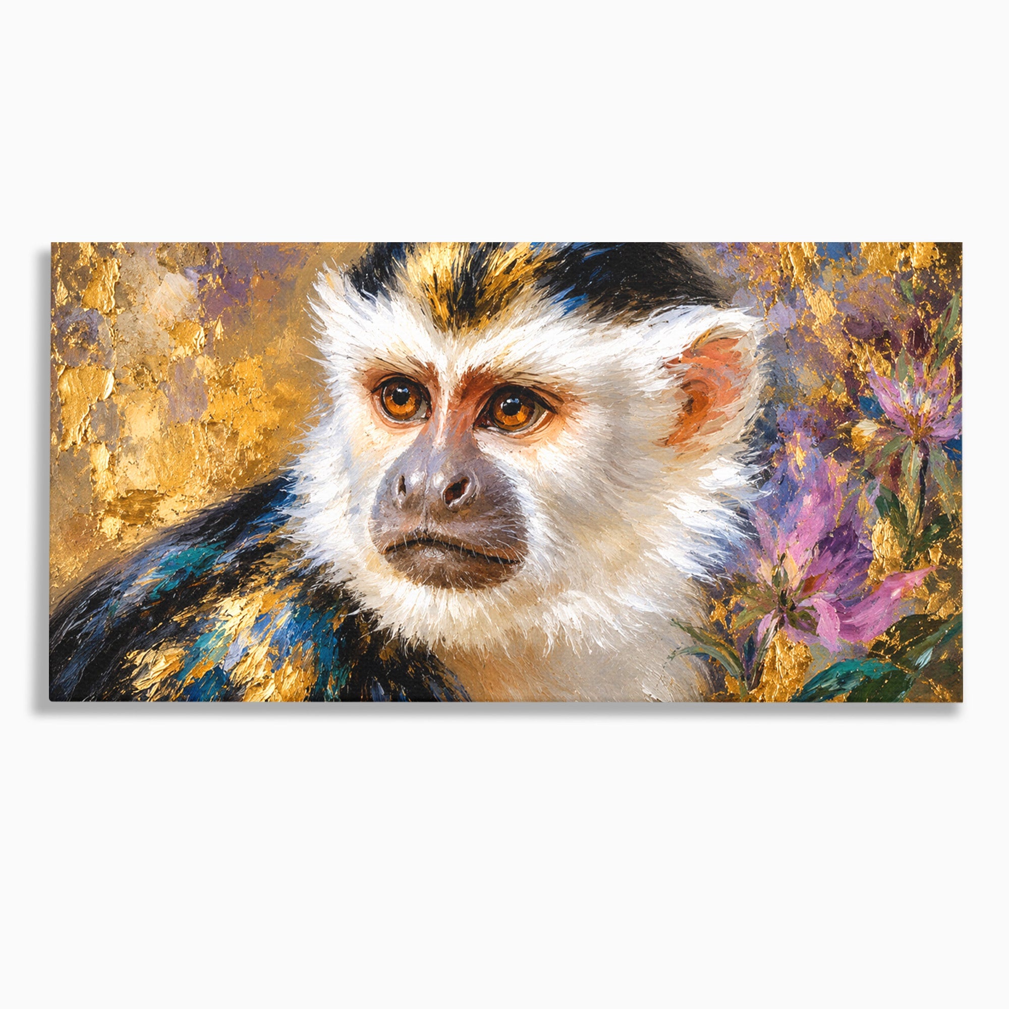 Tablou Canvas Premium LuxCanva® M1668, Maimuta Aurie, Maimuta, Portret, Animale, Natura, Birou, Culori Vibrante