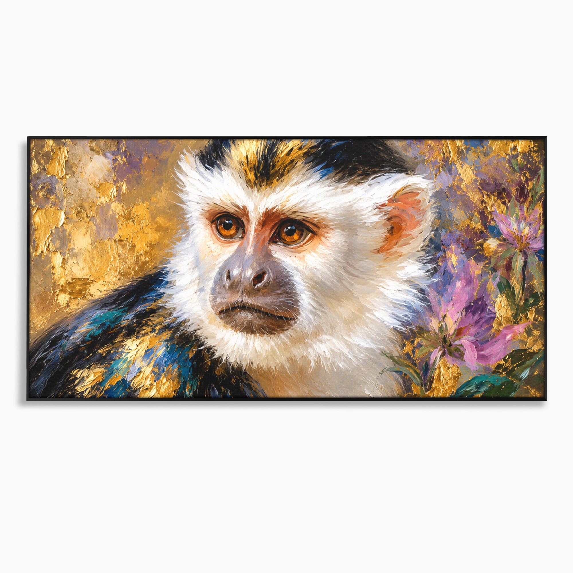 Tablou Canvas Premium LuxCanva® M1668, Maimuta Aurie, Maimuta, Portret, Animale, Natura, Birou, Culori Vibrante