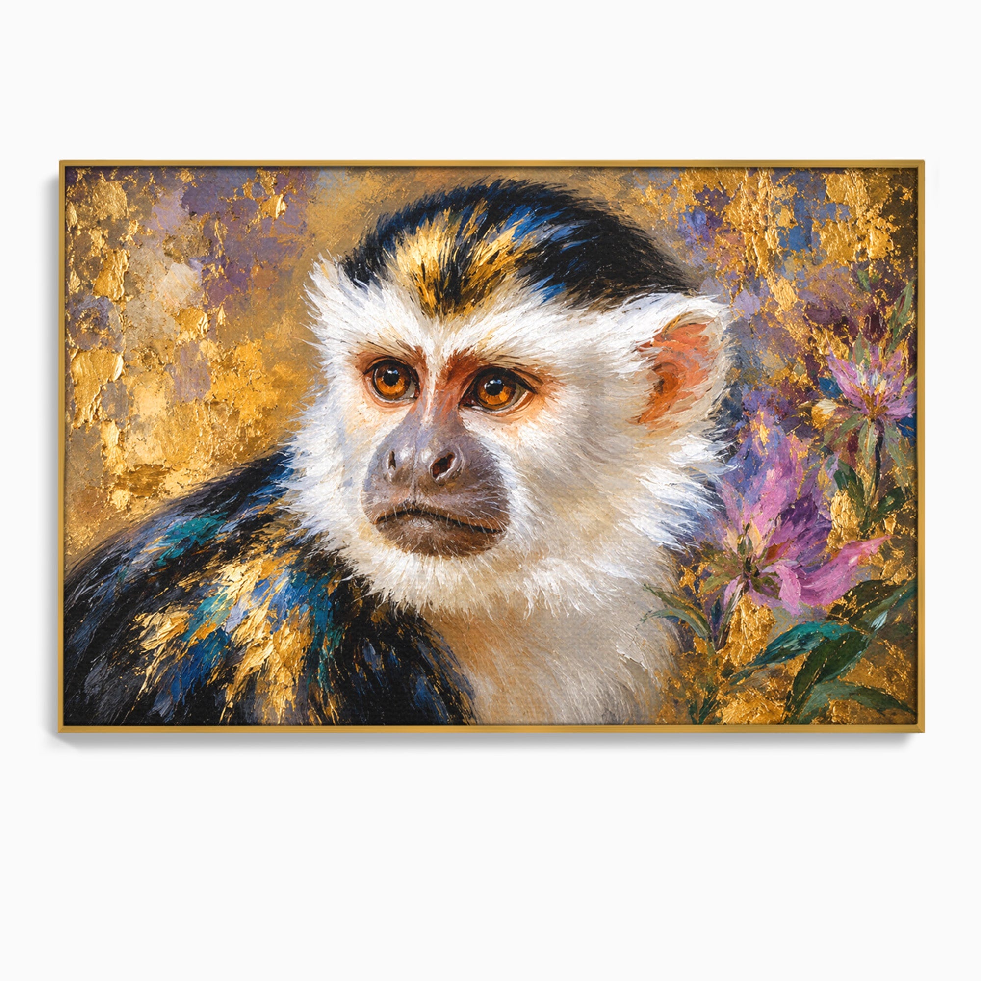 Tablou Canvas Premium LuxCanva® M1668, Maimuta Aurie, Maimuta, Portret, Animale, Natura, Birou, Culori Vibrante