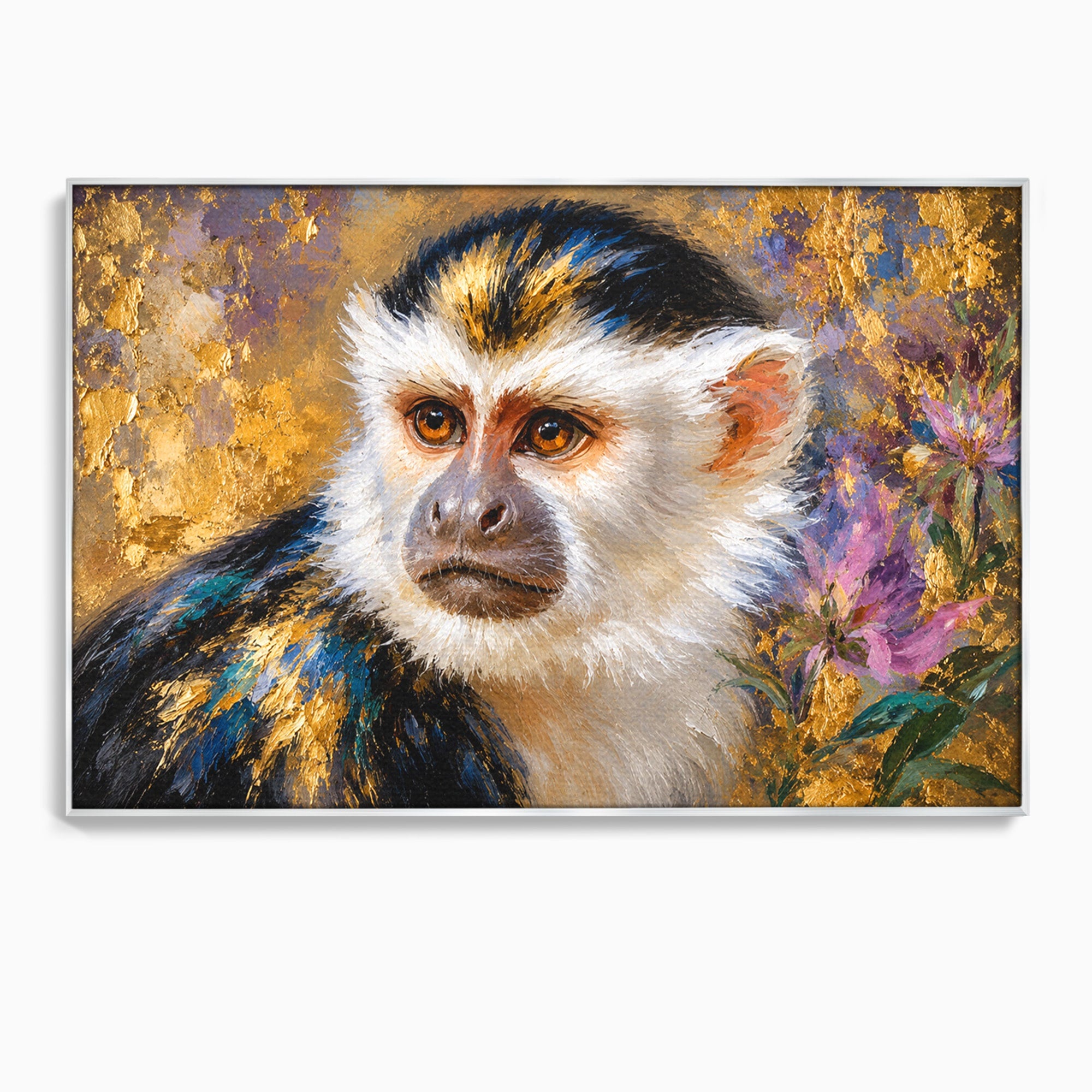 Tablou Canvas Premium LuxCanva® M1668, Maimuta Aurie, Maimuta, Portret, Animale, Natura, Birou, Culori Vibrante