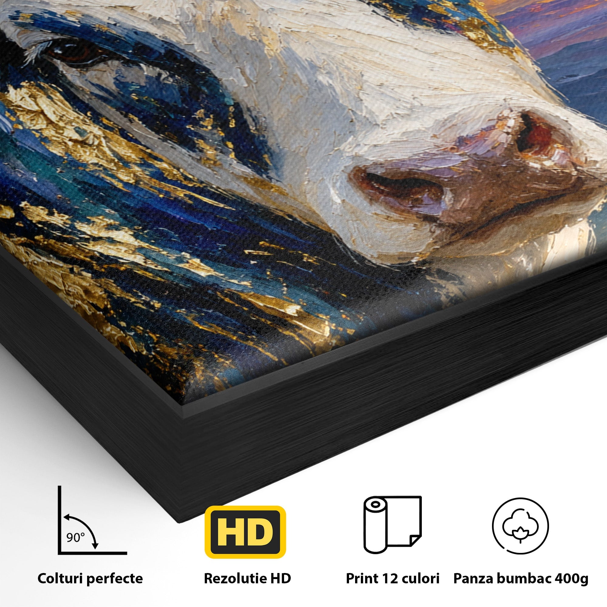 Tablou Canvas Premium LuxCanva® M1669, Vaca La Apus, Vaca, Apus, Peisaj, Animale, Living, Culori Vibrante