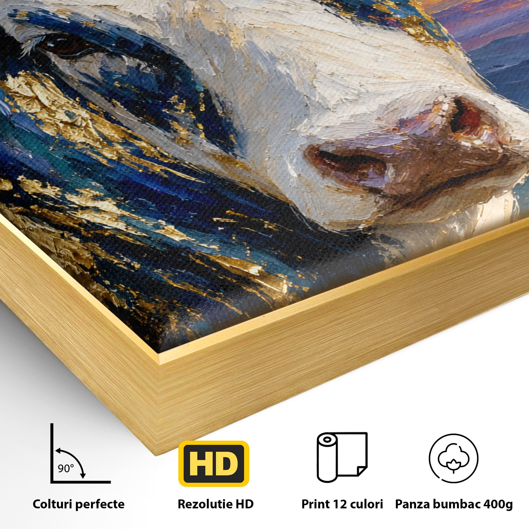 Tablou Canvas Premium LuxCanva® M1669, Vaca La Apus, Vaca, Apus, Peisaj, Animale, Living, Culori Vibrante