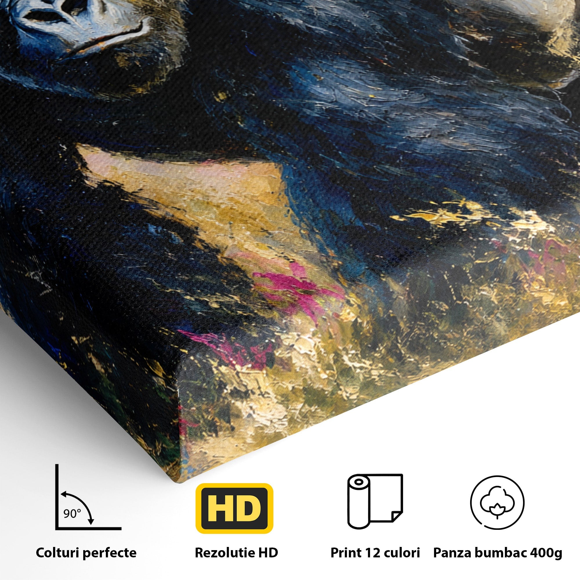 Tablou Canvas Premium LuxCanva® M1670, Gorila Majestoasa, Gorila, Munti, Natura, Wildlife, Living, Culori Vibrante