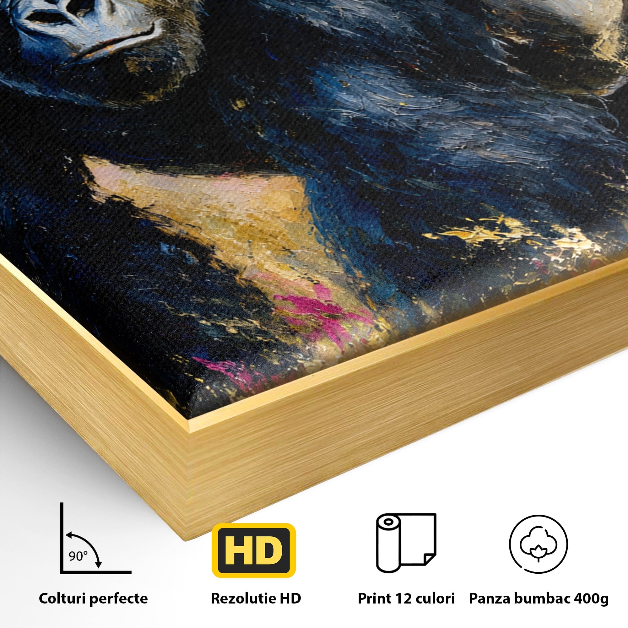 Tablou Canvas Premium LuxCanva® M1670, Gorila Majestoasa, Gorila, Munti, Natura, Wildlife, Living, Culori Vibrante