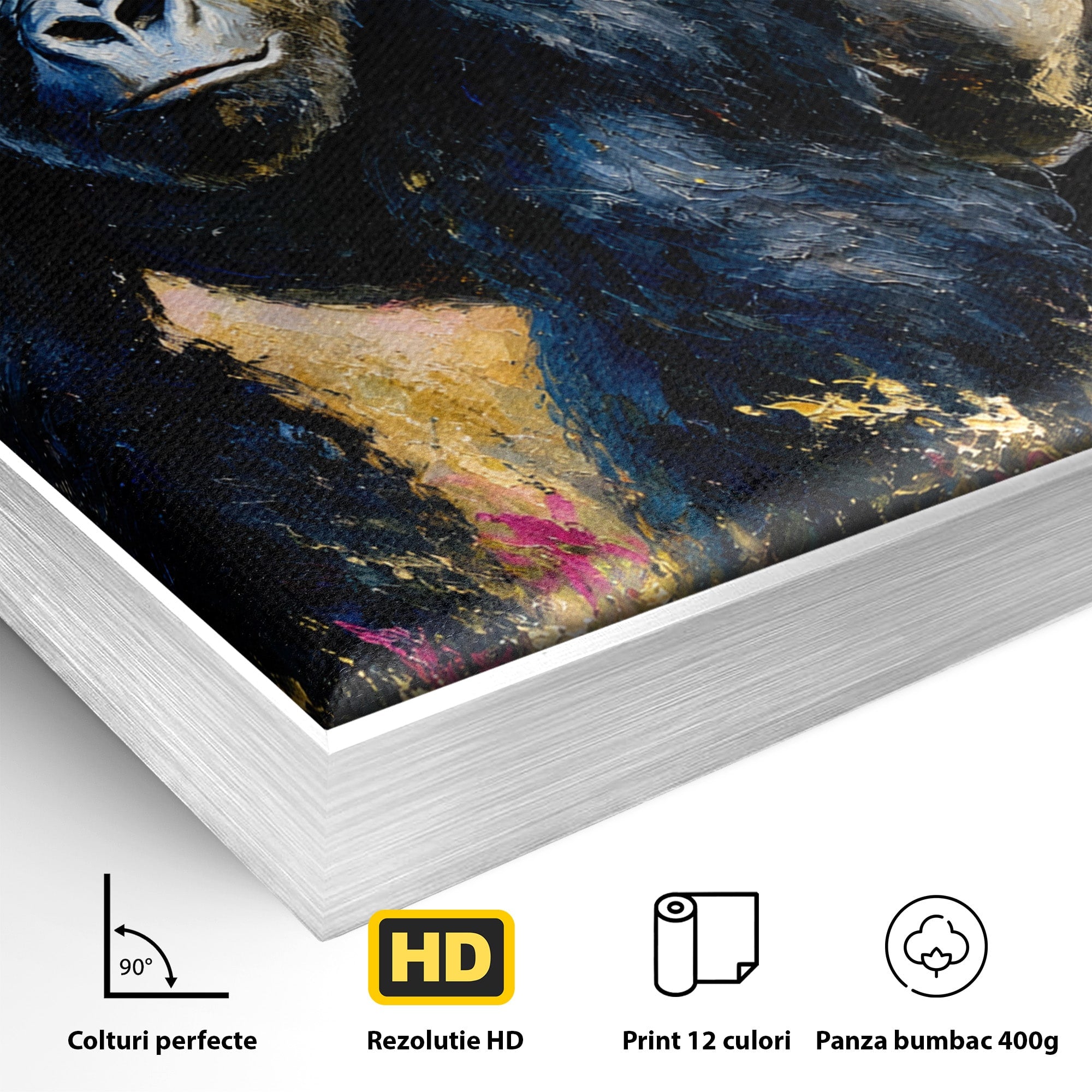 Tablou Canvas Premium LuxCanva® M1670, Gorila Majestoasa, Gorila, Munti, Natura, Wildlife, Living, Culori Vibrante