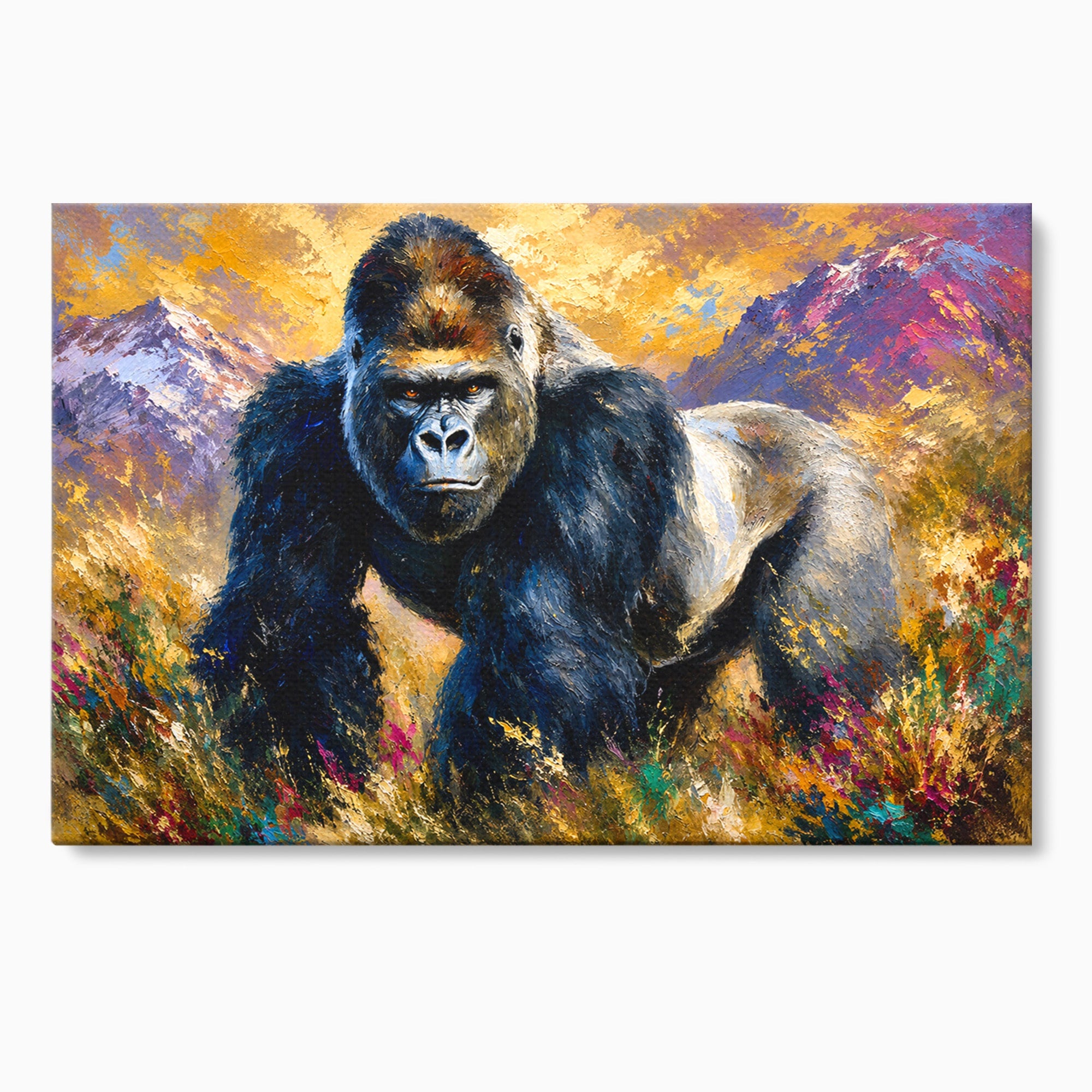 Tablou Canvas Premium LuxCanva® M1670, Gorila Majestoasa, Gorila, Munti, Natura, Wildlife, Living, Culori Vibrante