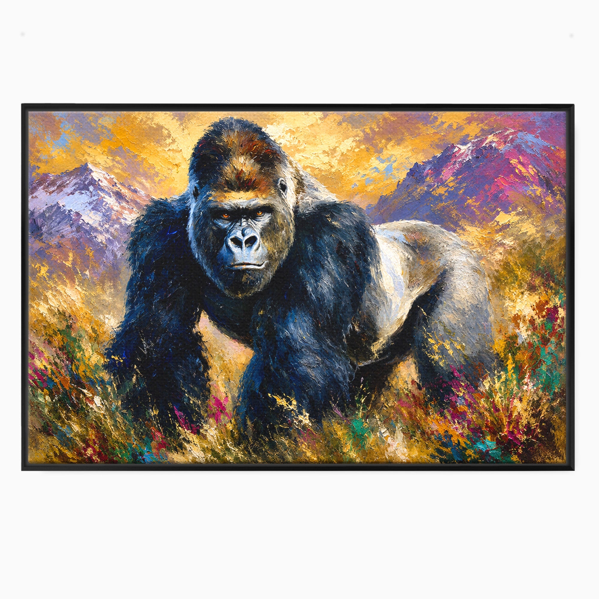 Tablou Canvas Premium LuxCanva® M1670, Gorila Majestoasa, Gorila, Munti, Natura, Wildlife, Living, Culori Vibrante