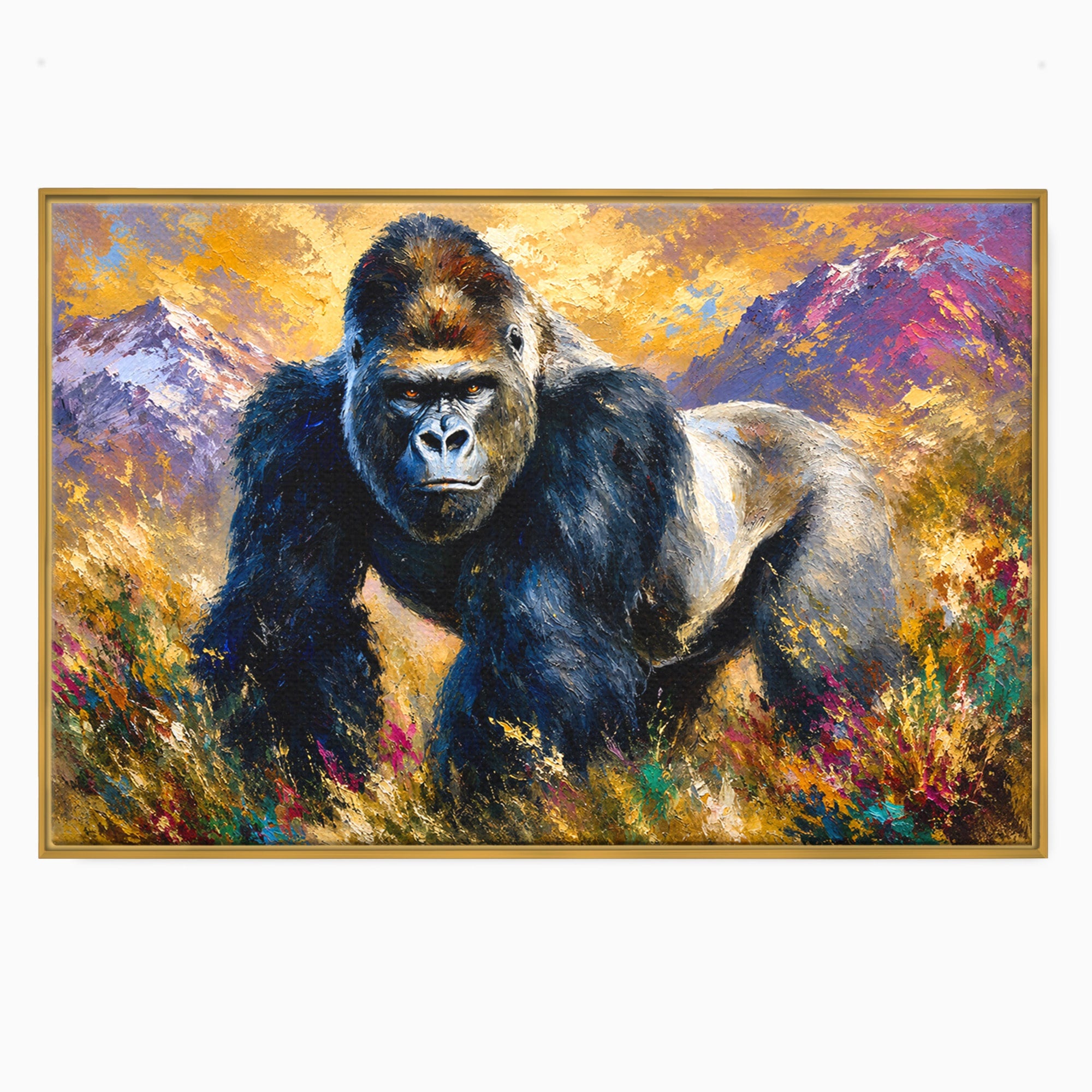 Tablou Canvas Premium LuxCanva® M1670, Gorila Majestoasa, Gorila, Munti, Natura, Wildlife, Living, Culori Vibrante