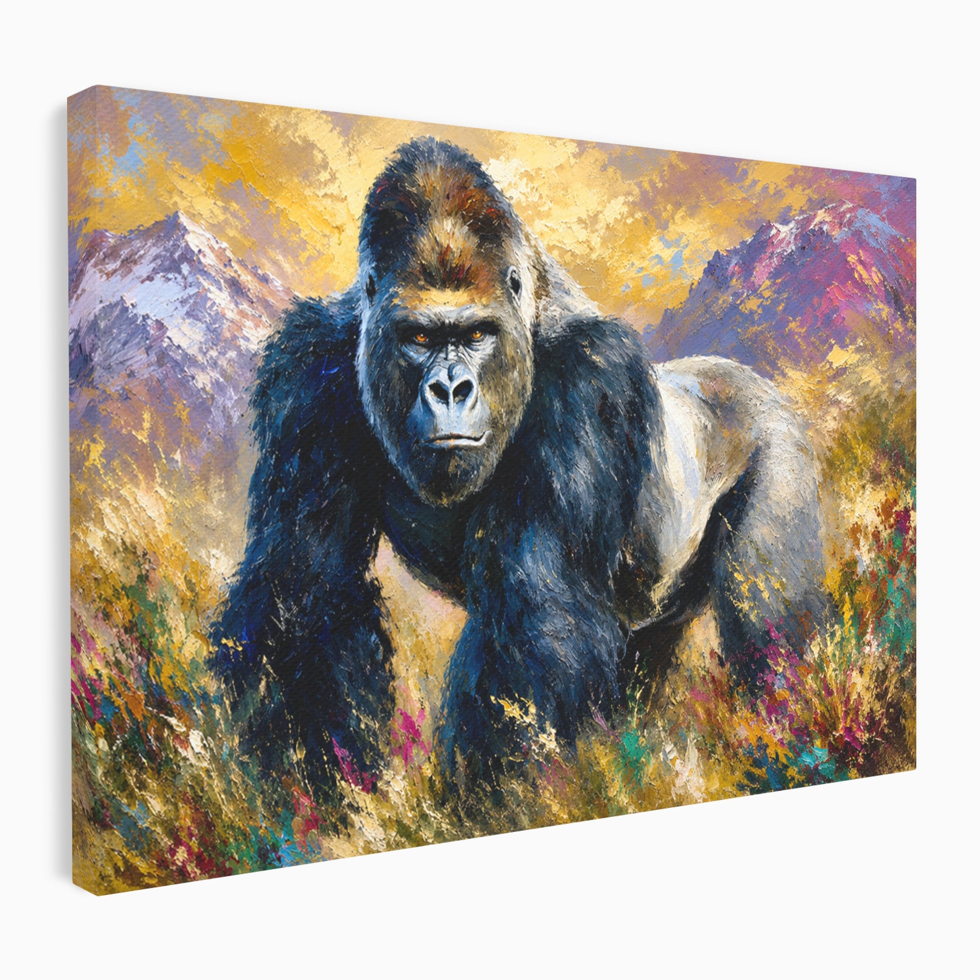 Tablou Canvas Premium LuxCanva® M1670, Gorila Majestoasa, Gorila, Munti, Natura, Wildlife, Living, Culori Vibrante