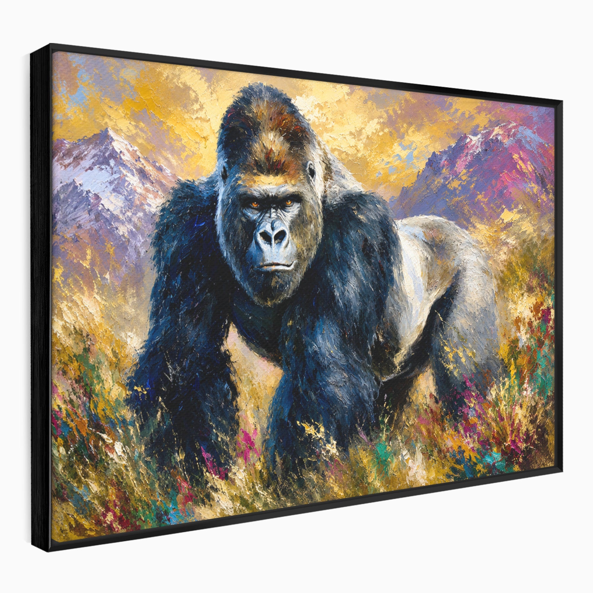 Tablou Canvas Premium LuxCanva® M1670, Gorila Majestoasa, Gorila, Munti, Natura, Wildlife, Living, Culori Vibrante