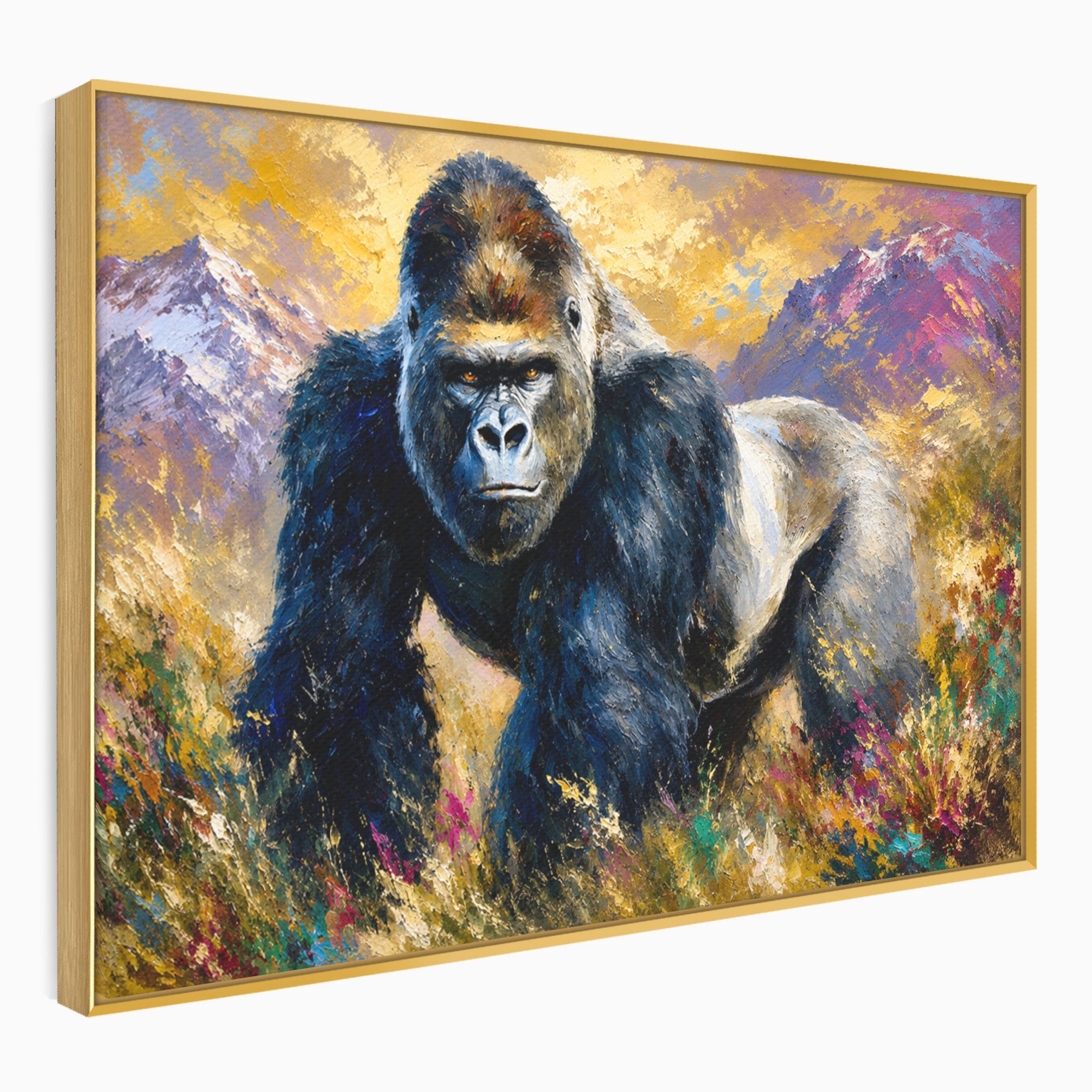 Tablou Canvas Premium LuxCanva® M1670, Gorila Majestoasa, Gorila, Munti, Natura, Wildlife, Living, Culori Vibrante