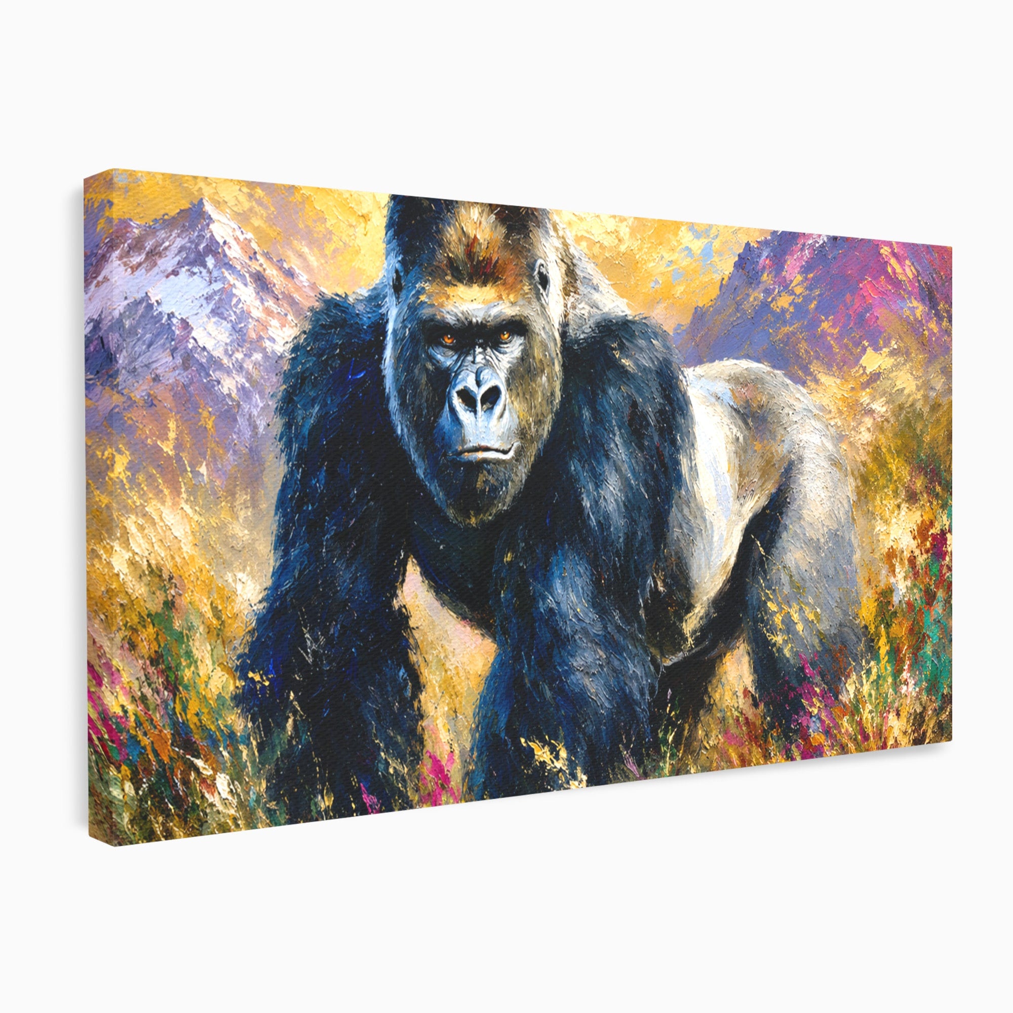 Tablou Canvas Premium LuxCanva® M1670, Gorila Majestoasa, Gorila, Munti, Natura, Wildlife, Living, Culori Vibrante