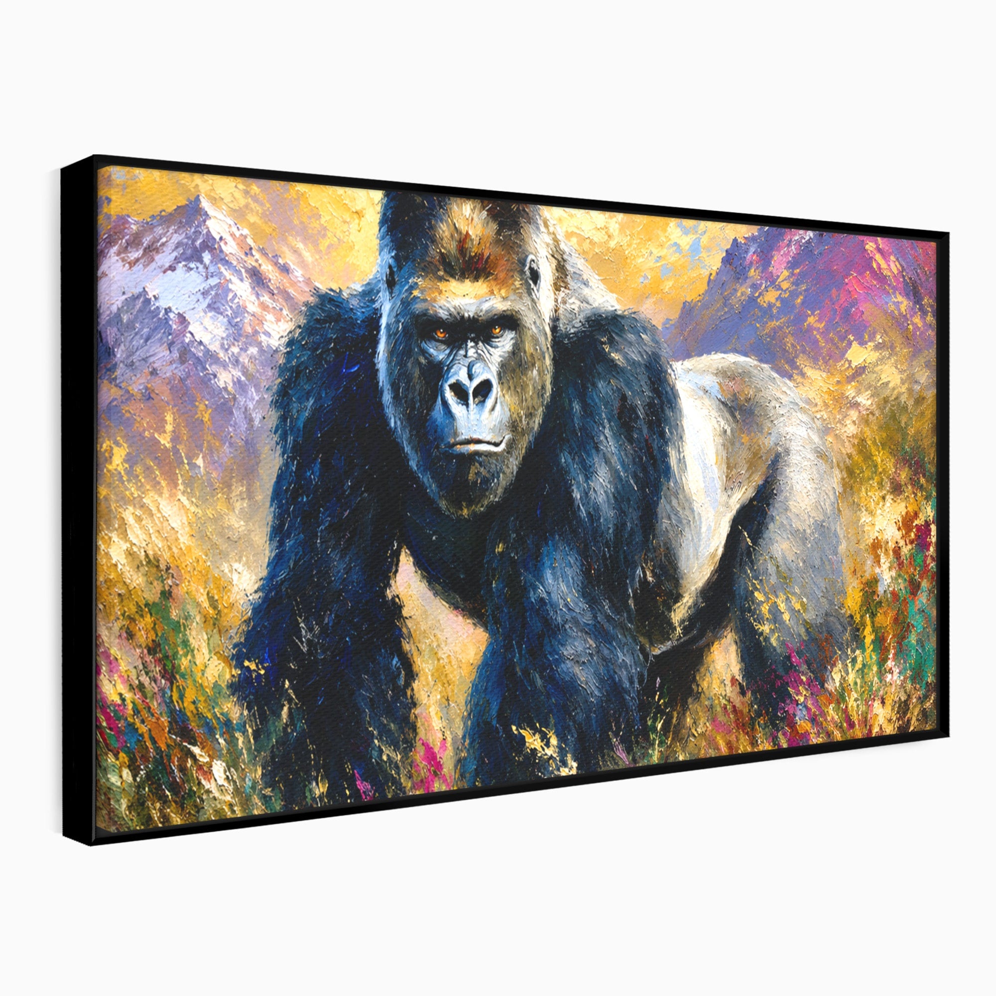 Tablou Canvas Premium LuxCanva® M1670, Gorila Majestoasa, Gorila, Munti, Natura, Wildlife, Living, Culori Vibrante