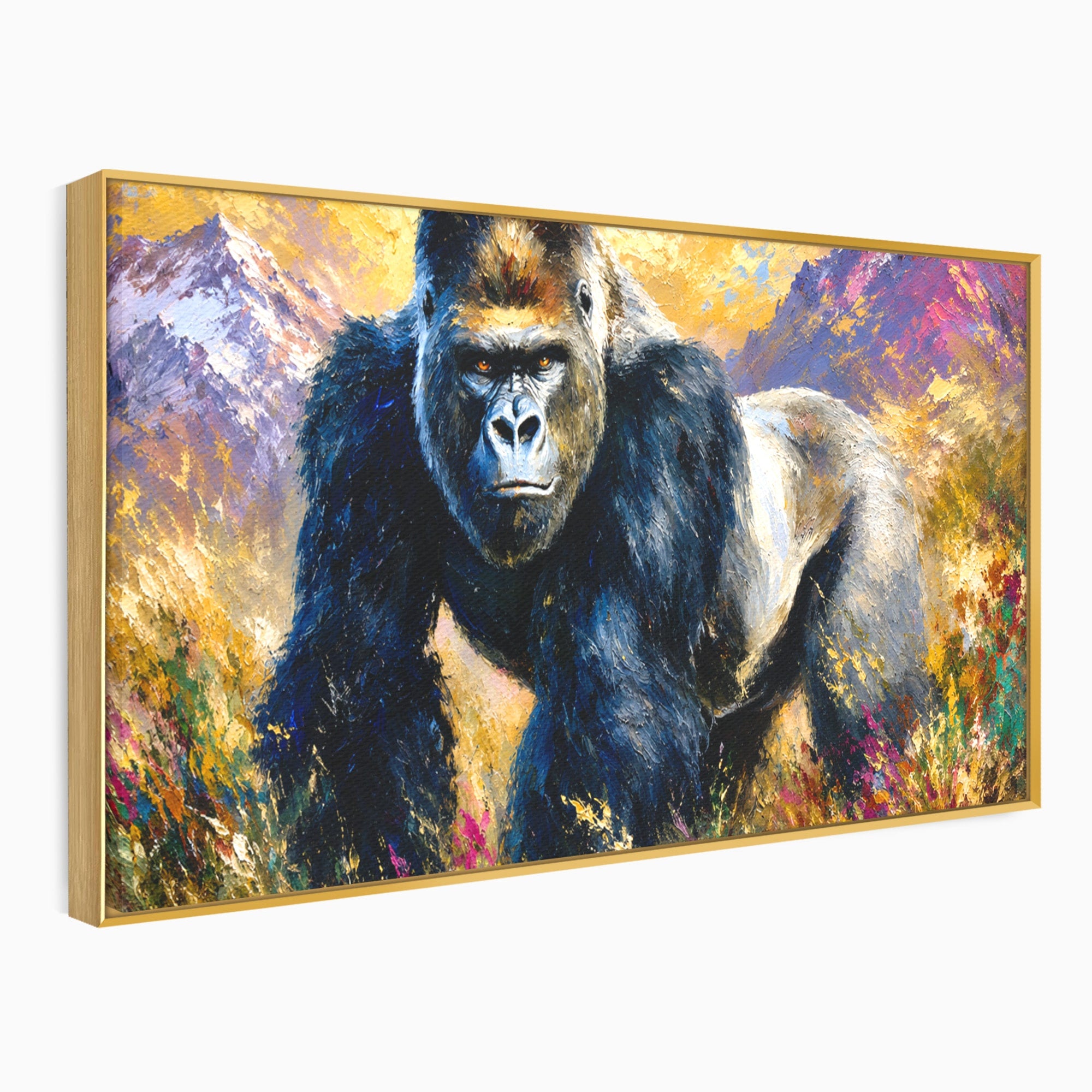 Tablou Canvas Premium LuxCanva® M1670, Gorila Majestoasa, Gorila, Munti, Natura, Wildlife, Living, Culori Vibrante