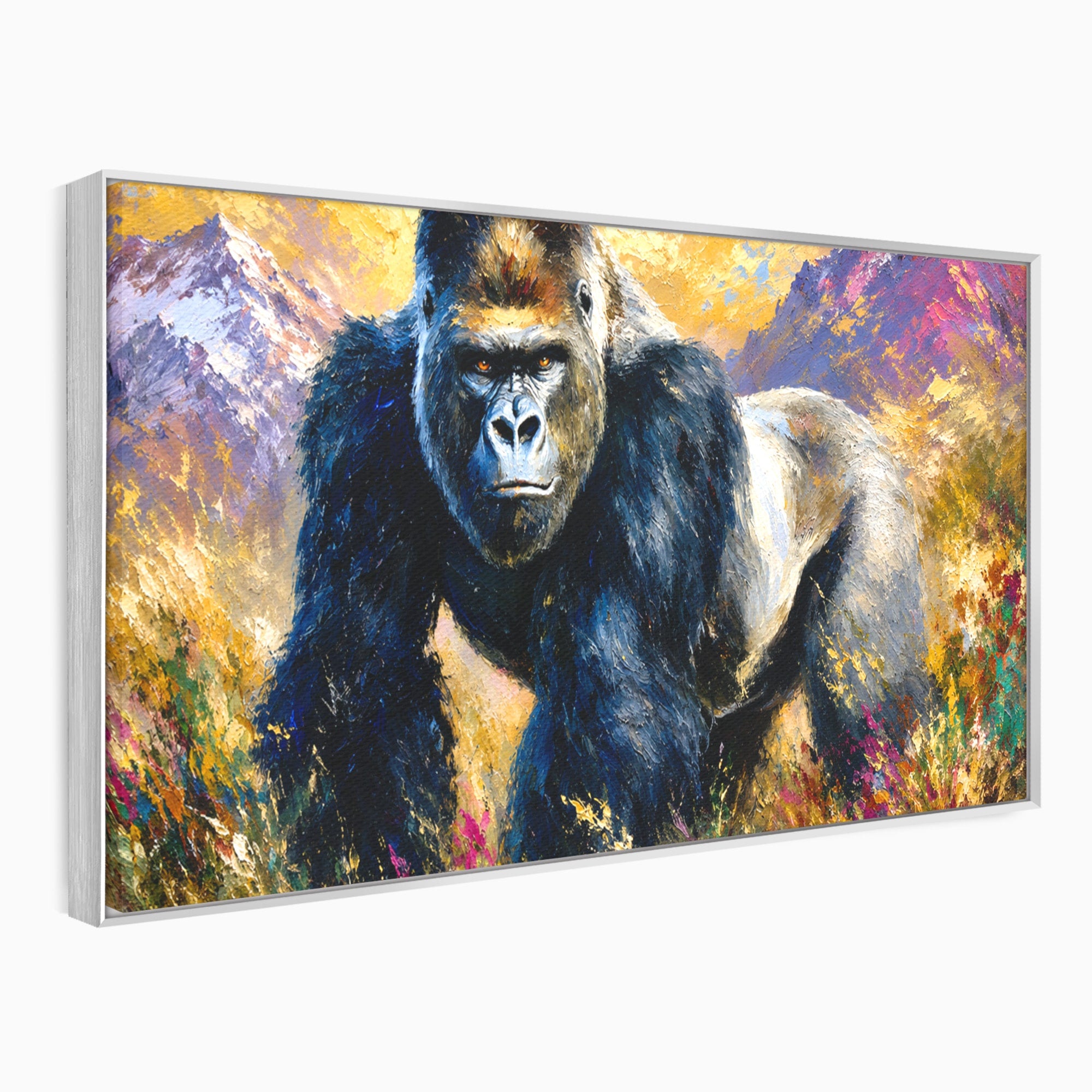 Tablou Canvas Premium LuxCanva® M1670, Gorila Majestoasa, Gorila, Munti, Natura, Wildlife, Living, Culori Vibrante