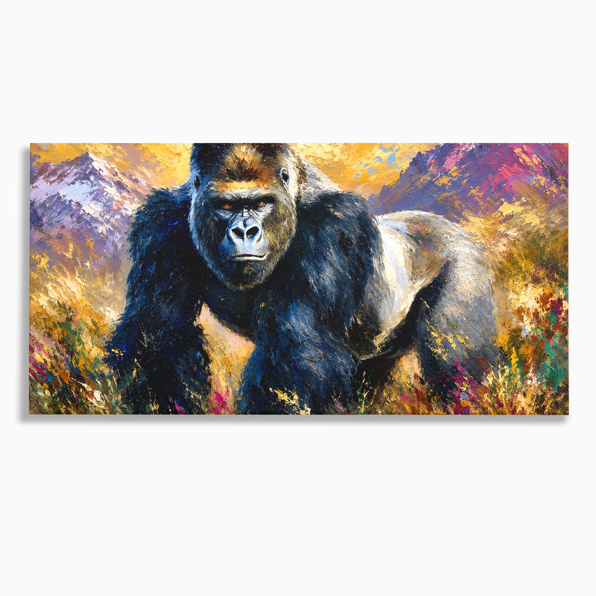 Tablou Canvas Premium LuxCanva® M1670, Gorila Majestoasa, Gorila, Munti, Natura, Wildlife, Living, Culori Vibrante