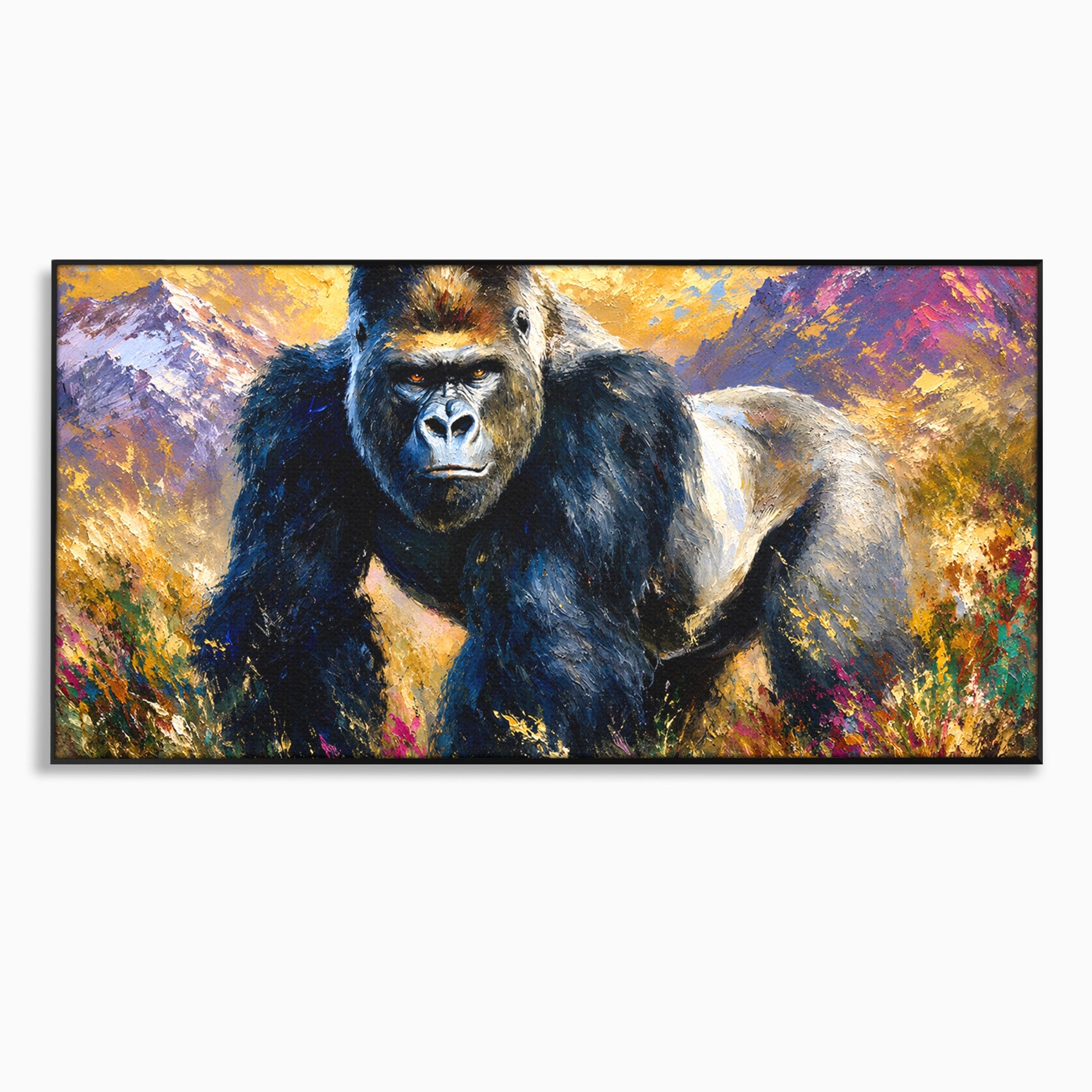Tablou Canvas Premium LuxCanva® M1670, Gorila Majestoasa, Gorila, Munti, Natura, Wildlife, Living, Culori Vibrante