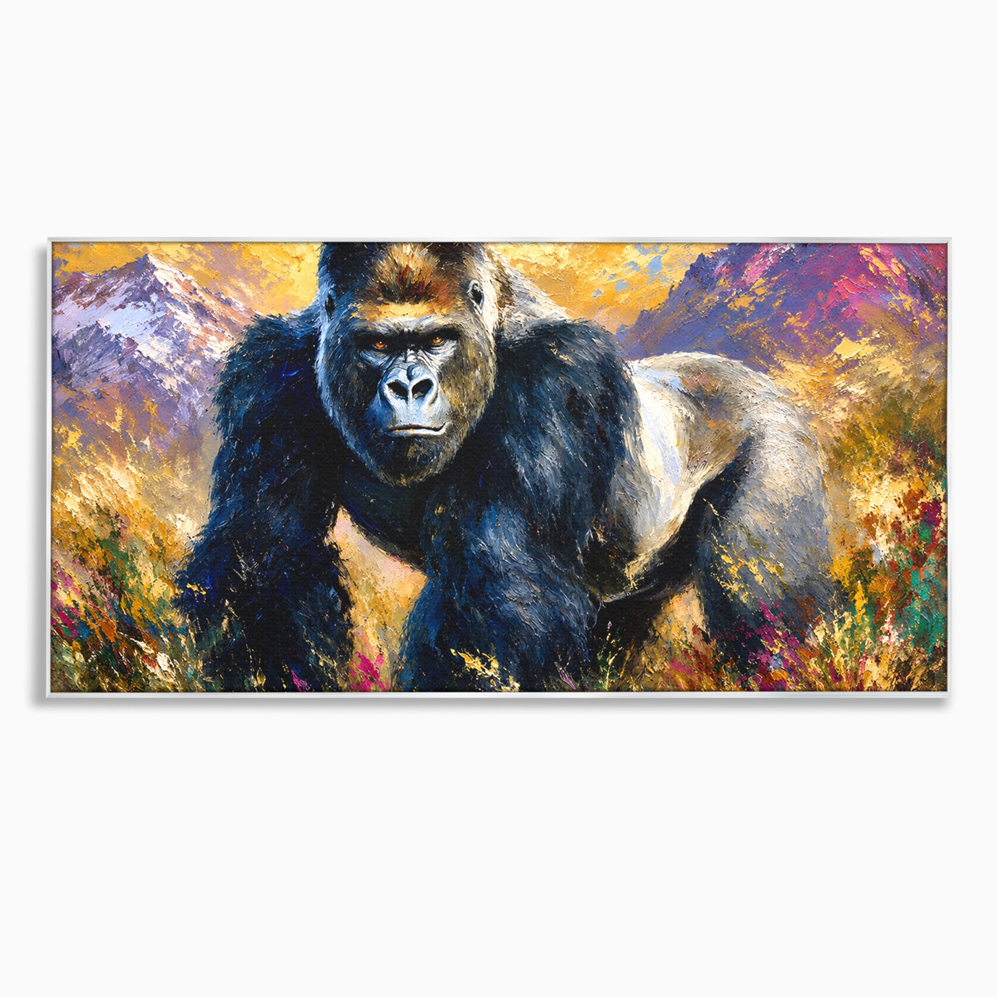 Tablou Canvas Premium LuxCanva® M1670, Gorila Majestoasa, Gorila, Munti, Natura, Wildlife, Living, Culori Vibrante