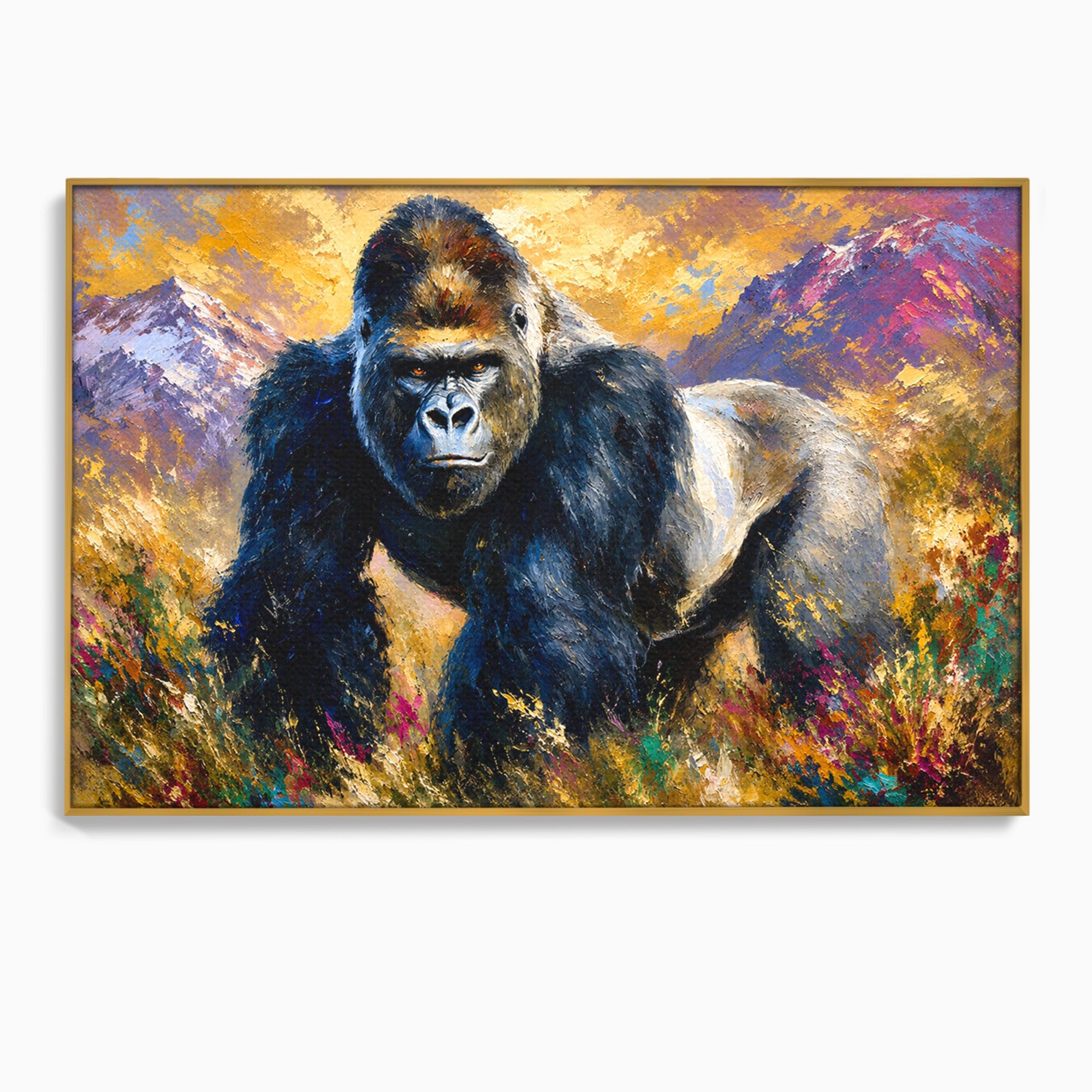 Tablou Canvas Premium LuxCanva® M1670, Gorila Majestoasa, Gorila, Munti, Natura, Wildlife, Living, Culori Vibrante