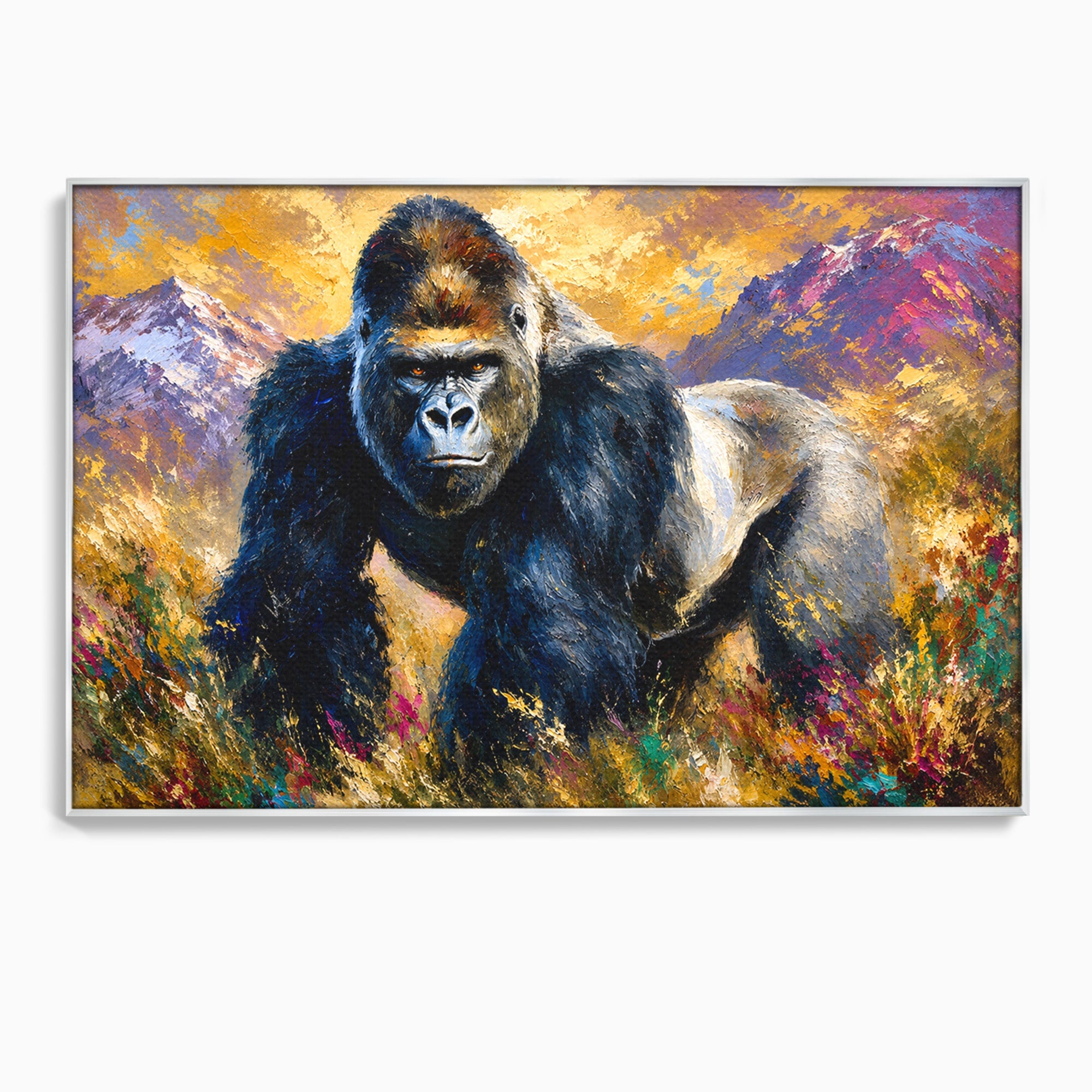 Tablou Canvas Premium LuxCanva® M1670, Gorila Majestoasa, Gorila, Munti, Natura, Wildlife, Living, Culori Vibrante