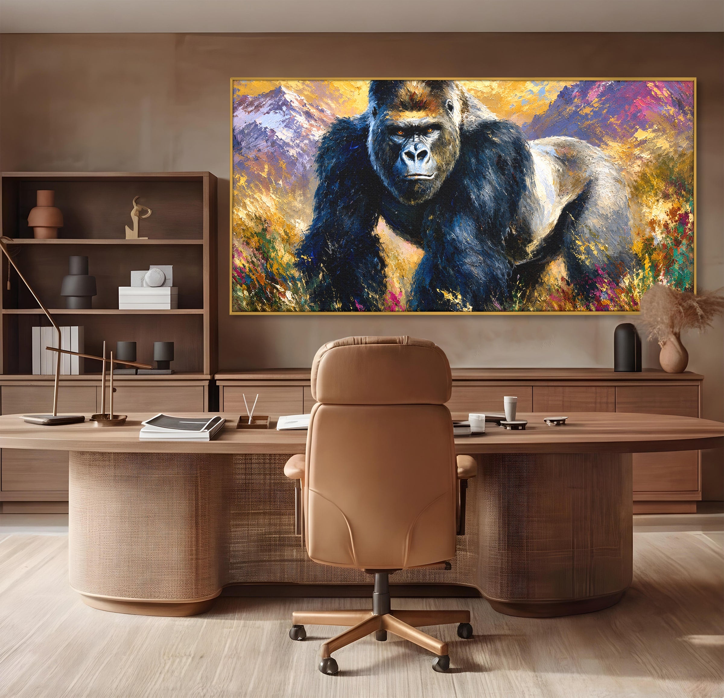 Tablou Canvas Premium LuxCanva® M1670, Gorila Majestoasa, Gorila, Munti, Natura, Wildlife, Living, Culori Vibrante
