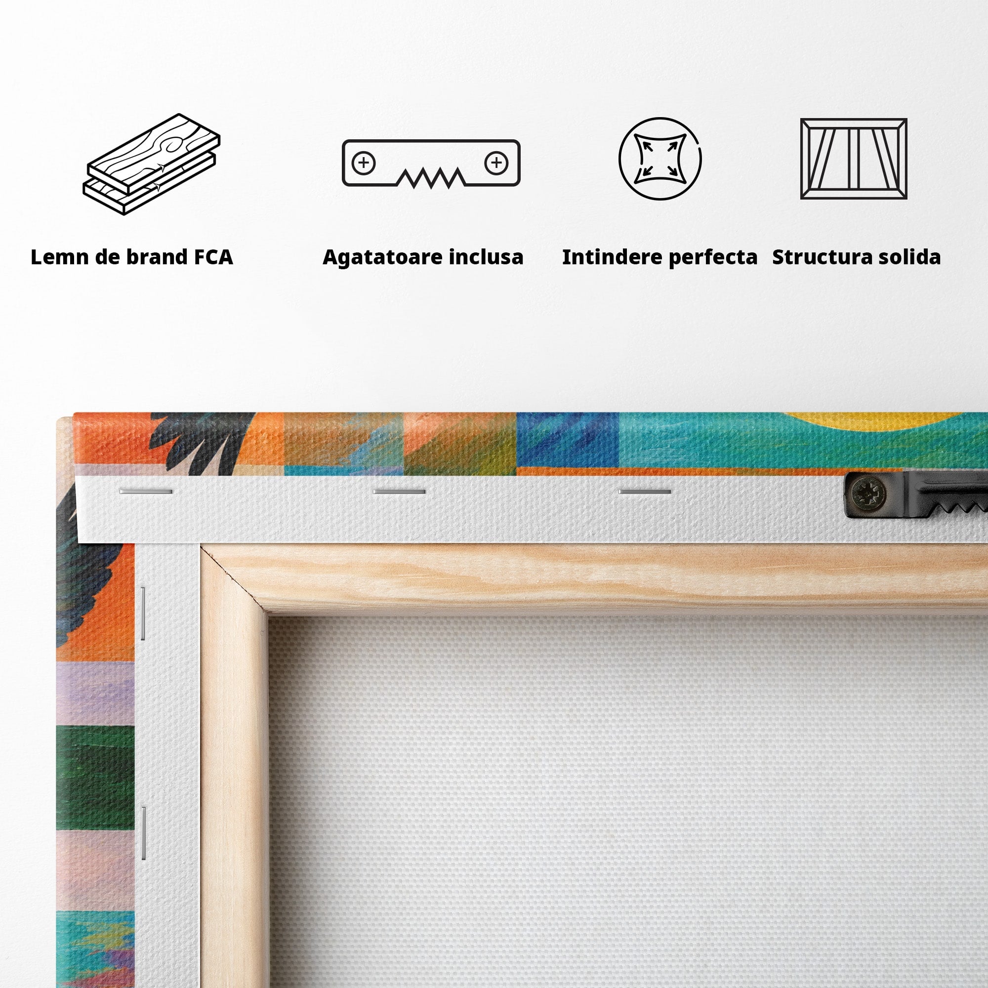 Tablou Canvas Premium LuxCanva® M1673, Zborul Ratei Salbatice, Rata, Zbor, Apus, Peisaj, Living, Culori Vibrante