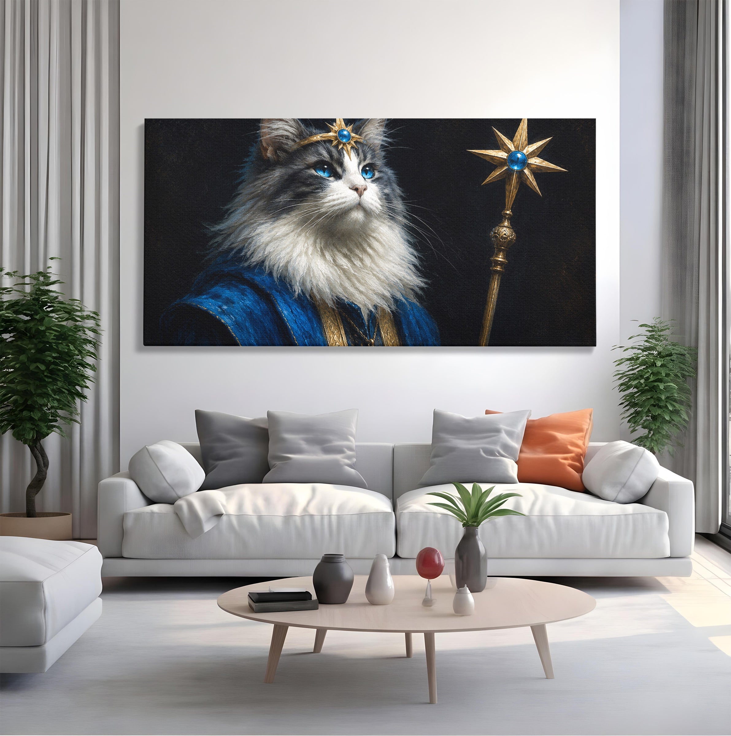 Tablou Canvas Premium LuxCanva® M1674, Pisica Magica, Pisica, Magie, Portret, Animale, Dormitor, Culori Vibrante