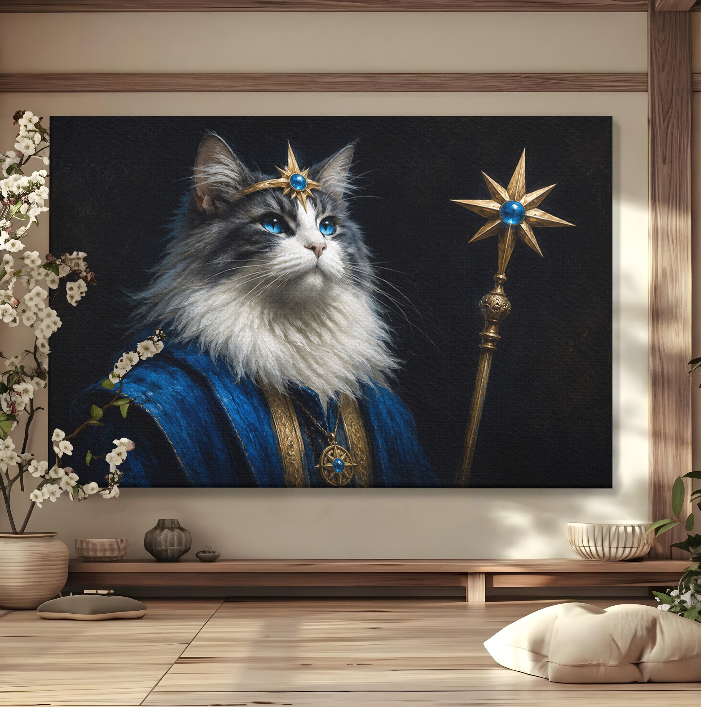Tablou Canvas Premium LuxCanva® M1674, Pisica Magica, Pisica, Magie, Portret, Animale, Dormitor, Culori Vibrante