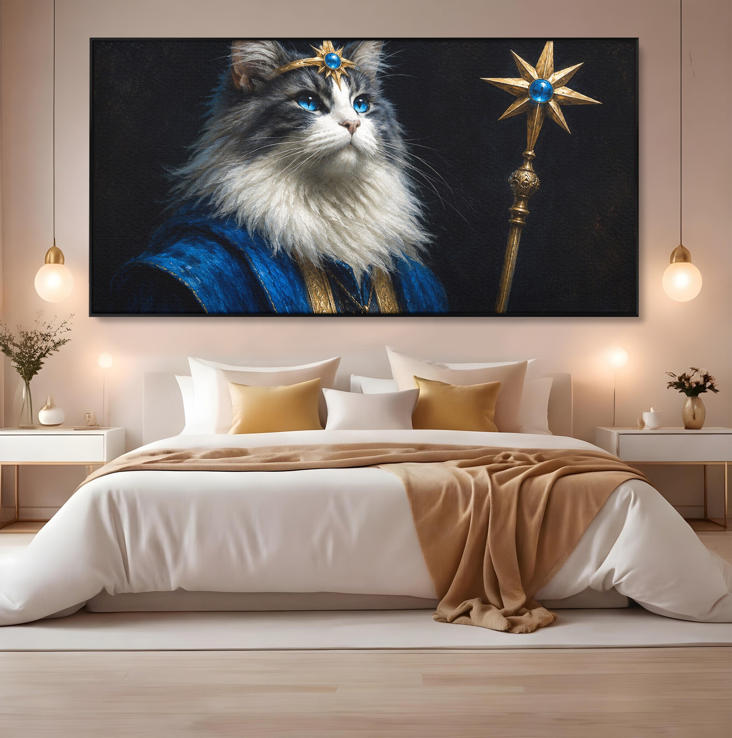 Tablou Canvas Premium LuxCanva® M1674, Pisica Magica, Pisica, Magie, Portret, Animale, Dormitor, Culori Vibrante