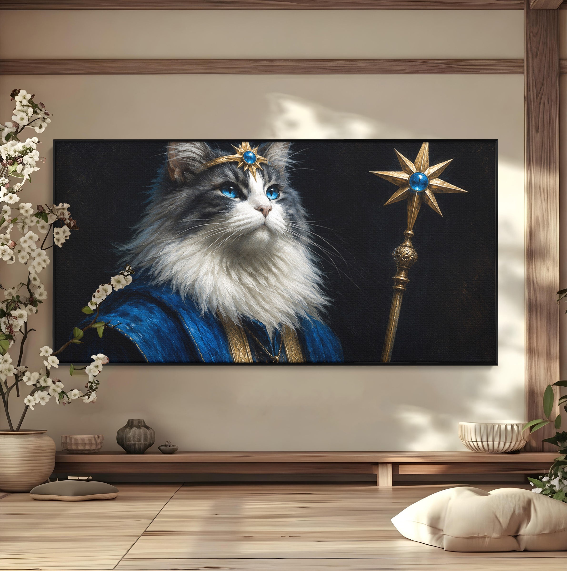 Tablou Canvas Premium LuxCanva® M1674, Pisica Magica, Pisica, Magie, Portret, Animale, Dormitor, Culori Vibrante