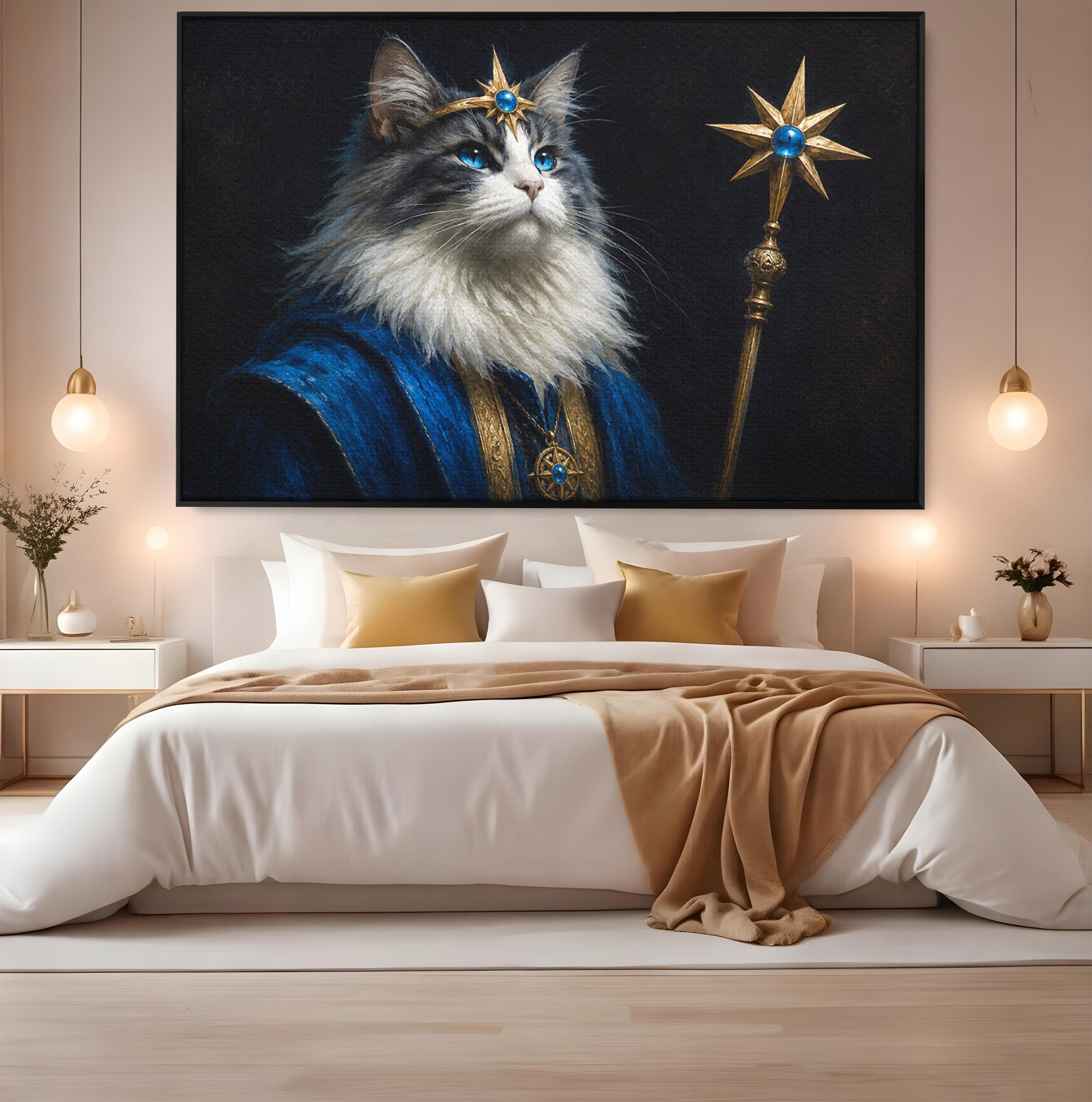 Tablou Canvas Premium LuxCanva® M1674, Pisica Magica, Pisica, Magie, Portret, Animale, Dormitor, Culori Vibrante