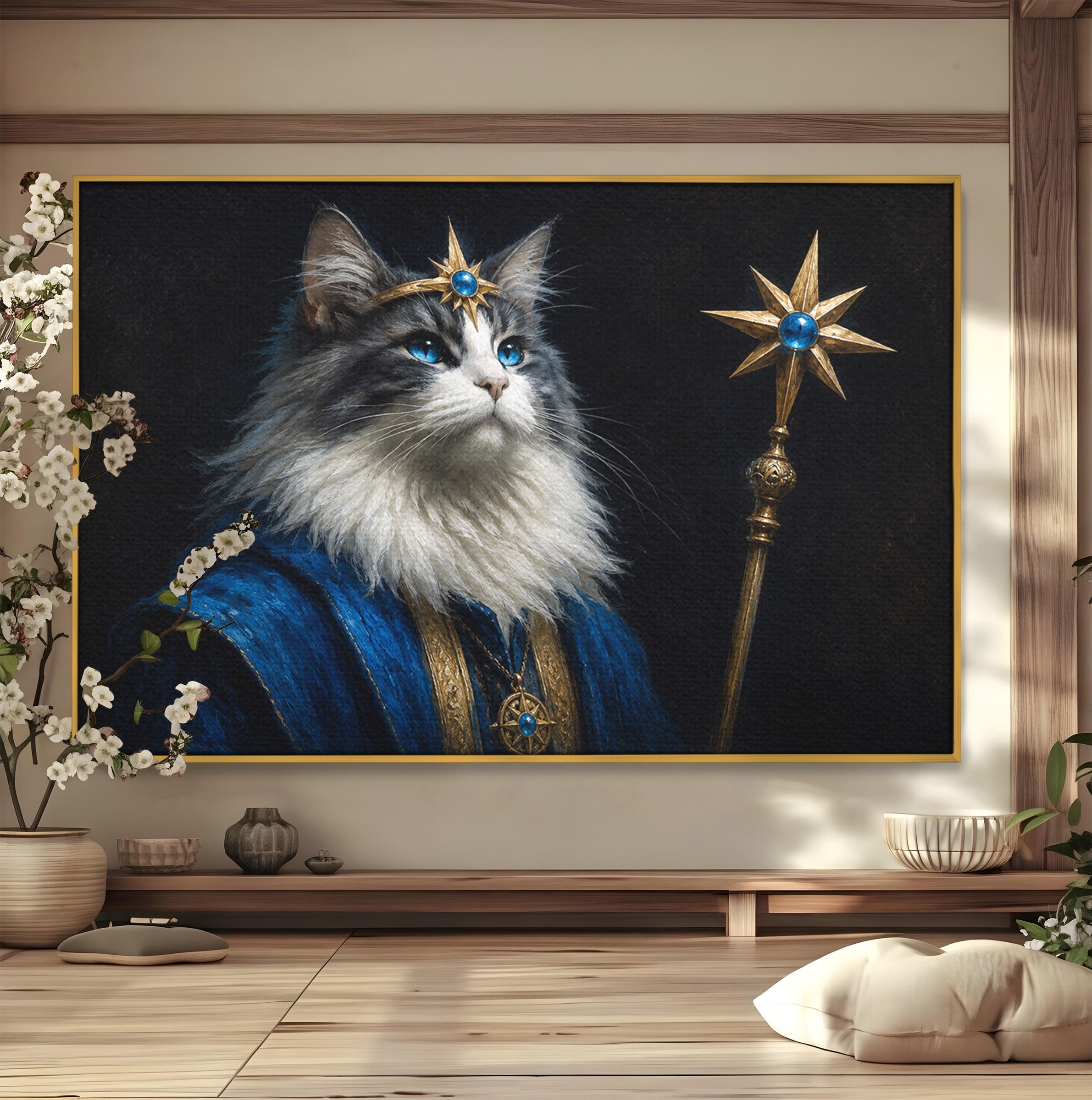 Tablou Canvas Premium LuxCanva® M1674, Pisica Magica, Pisica, Magie, Portret, Animale, Dormitor, Culori Vibrante