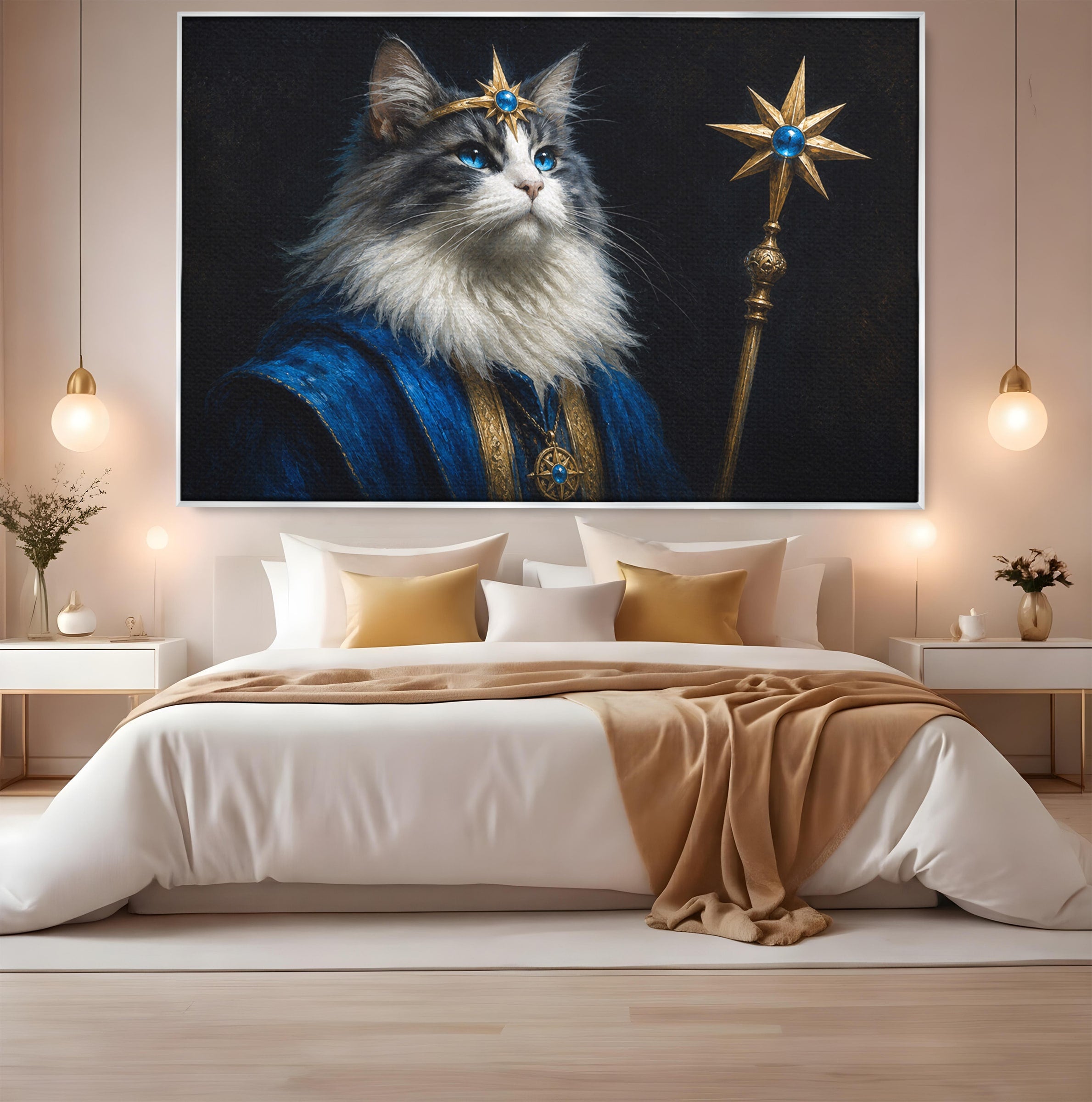 Tablou Canvas Premium LuxCanva® M1674, Pisica Magica, Pisica, Magie, Portret, Animale, Dormitor, Culori Vibrante