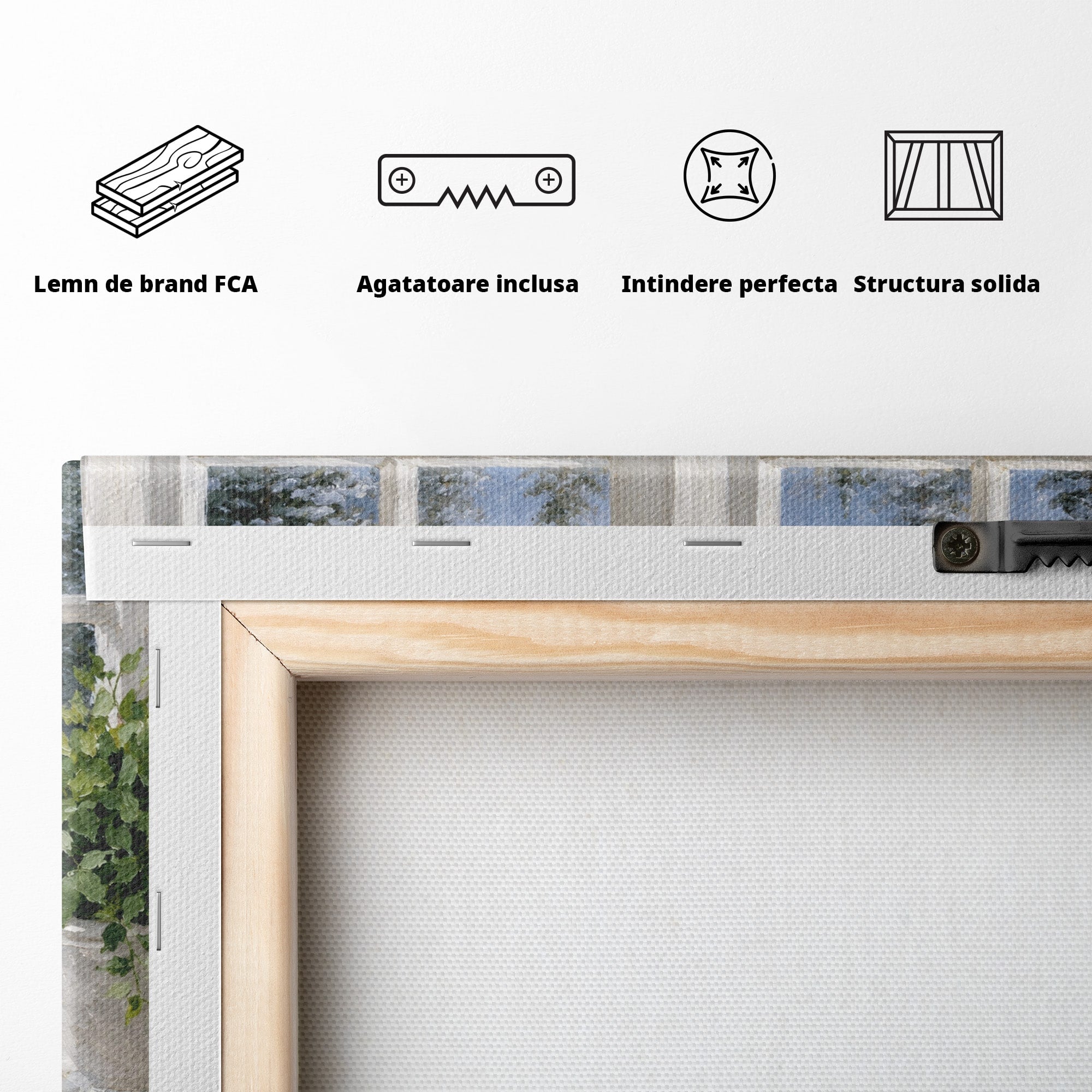 Tablou Canvas Premium LuxCanva® M1675, Urs Polar La Fereastra, Urs Polar, Iarna, Fereastra, Living, Natura, Culori Vibrante