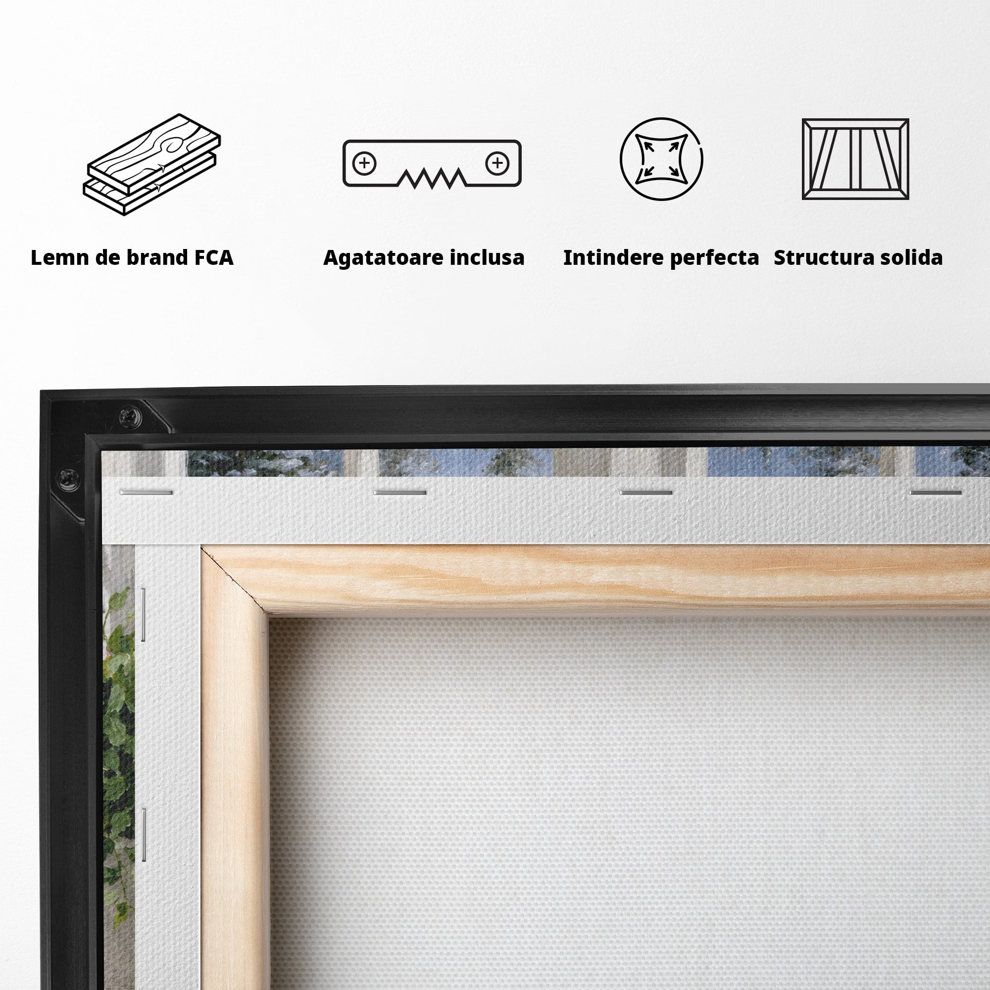 Tablou Canvas Premium LuxCanva® M1675, Urs Polar La Fereastra, Urs Polar, Iarna, Fereastra, Living, Natura, Culori Vibrante