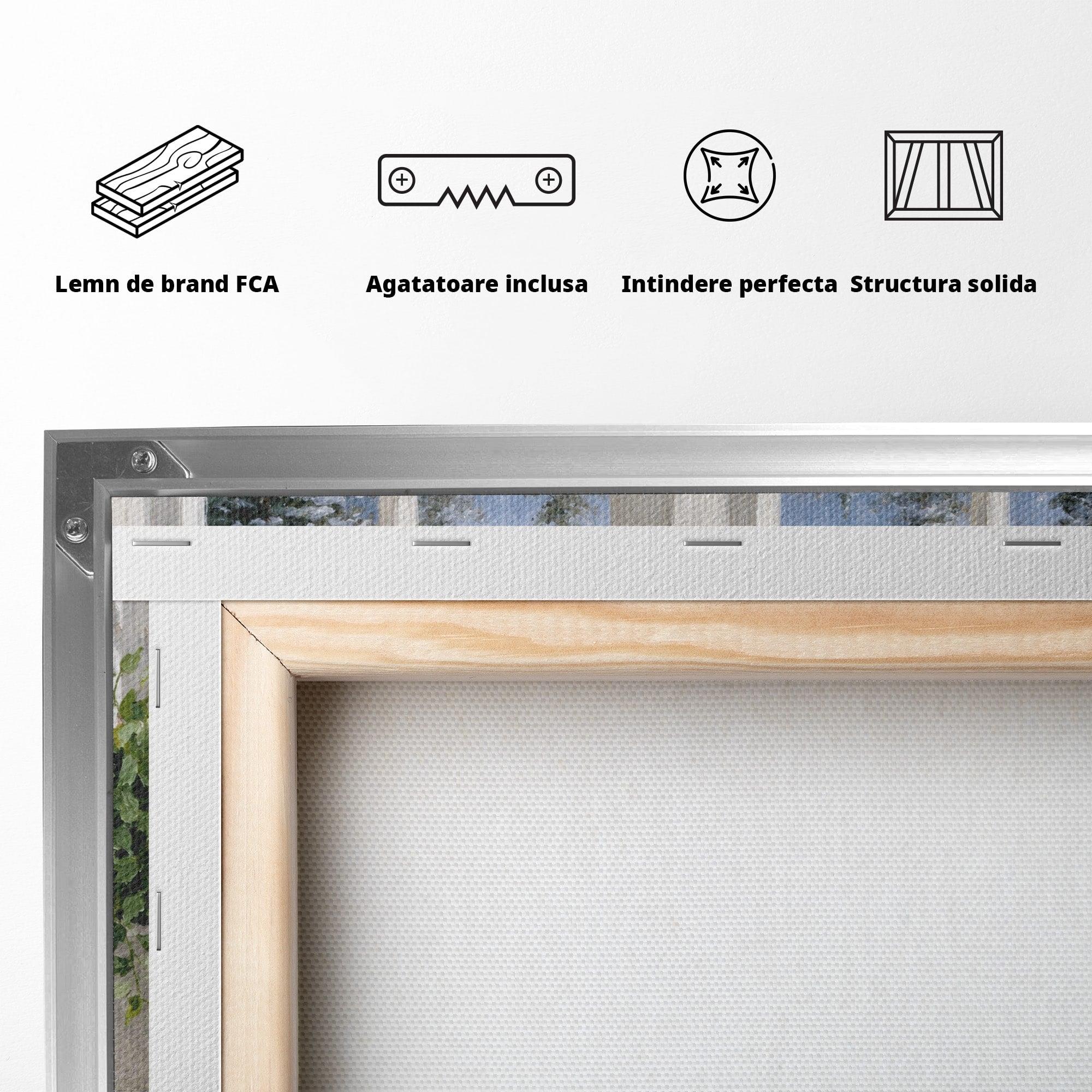 Tablou Canvas Premium LuxCanva® M1675, Urs Polar La Fereastra, Urs Polar, Iarna, Fereastra, Living, Natura, Culori Vibrante
