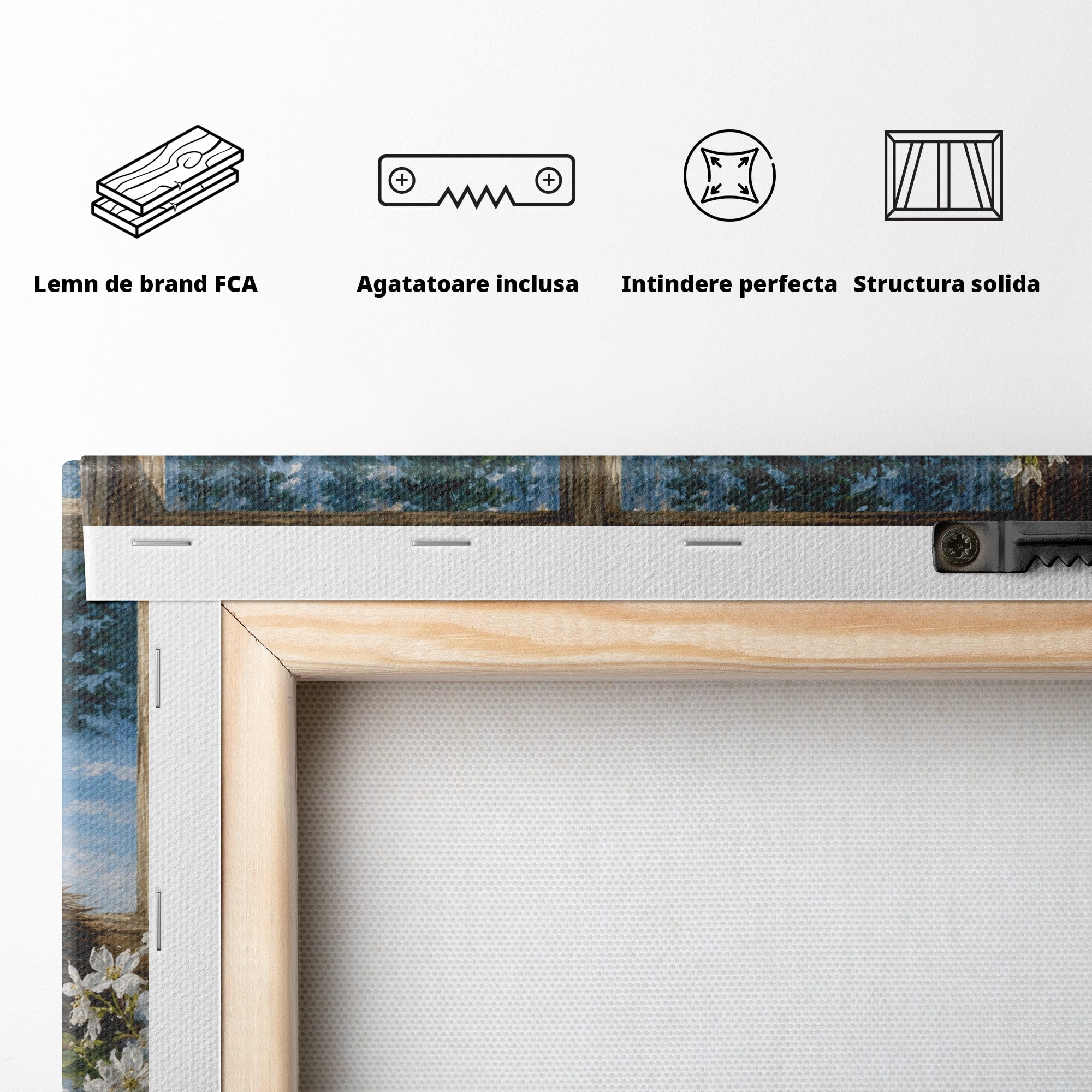 Tablou Canvas Premium LuxCanva® M1676, Vidra La Fereastra, Vidra, Iarna, Fereastra, Natura, Living, Culori Vibrante