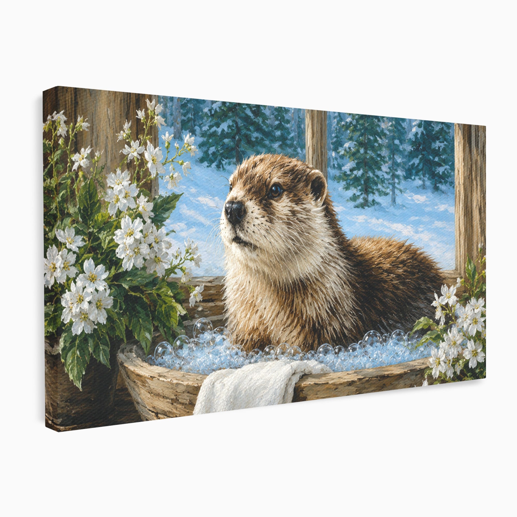 Tablou Canvas Premium LuxCanva® M1676, Vidra La Fereastra, Vidra, Iarna, Fereastra, Natura, Living, Culori Vibrante