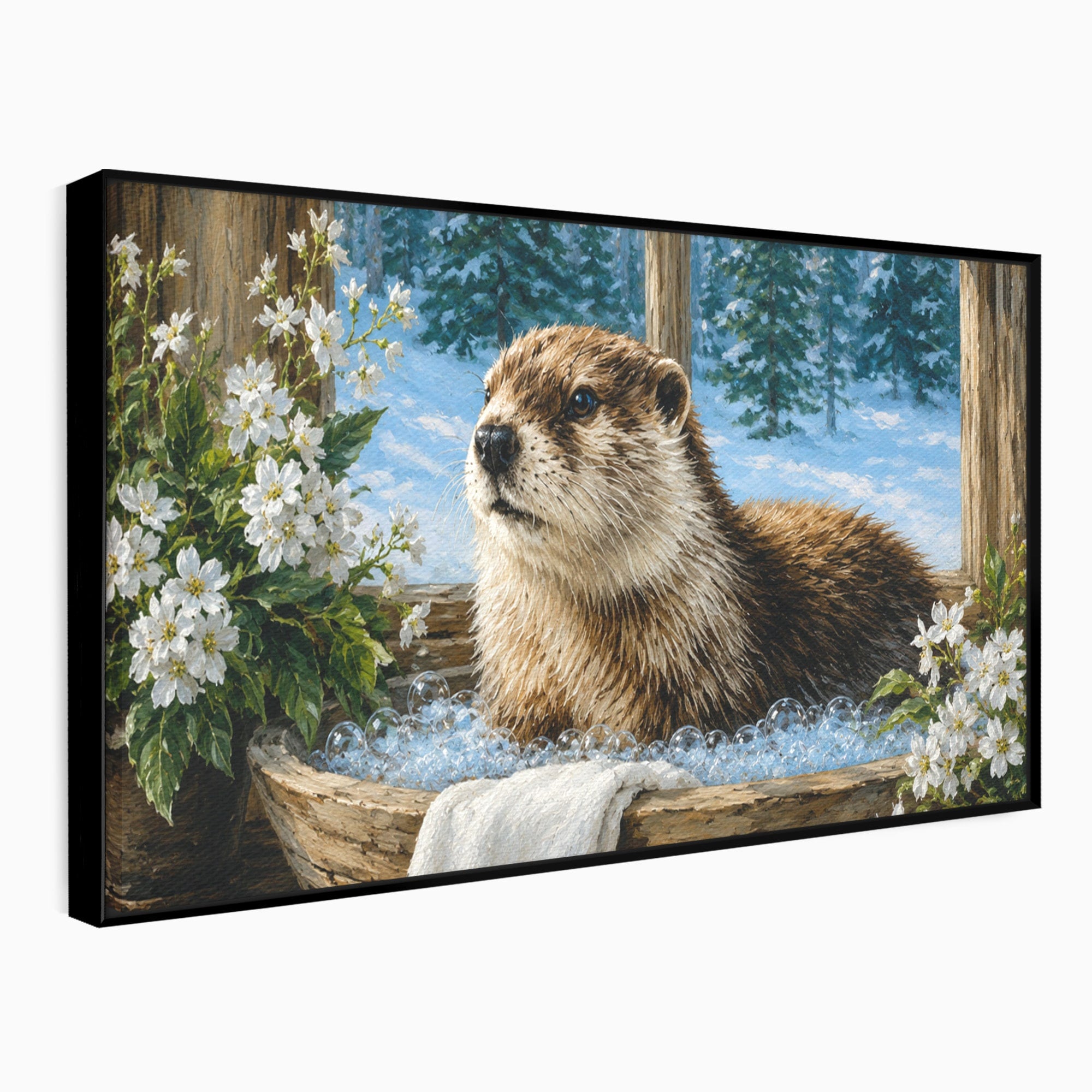 Tablou Canvas Premium LuxCanva® M1676, Vidra La Fereastra, Vidra, Iarna, Fereastra, Natura, Living, Culori Vibrante