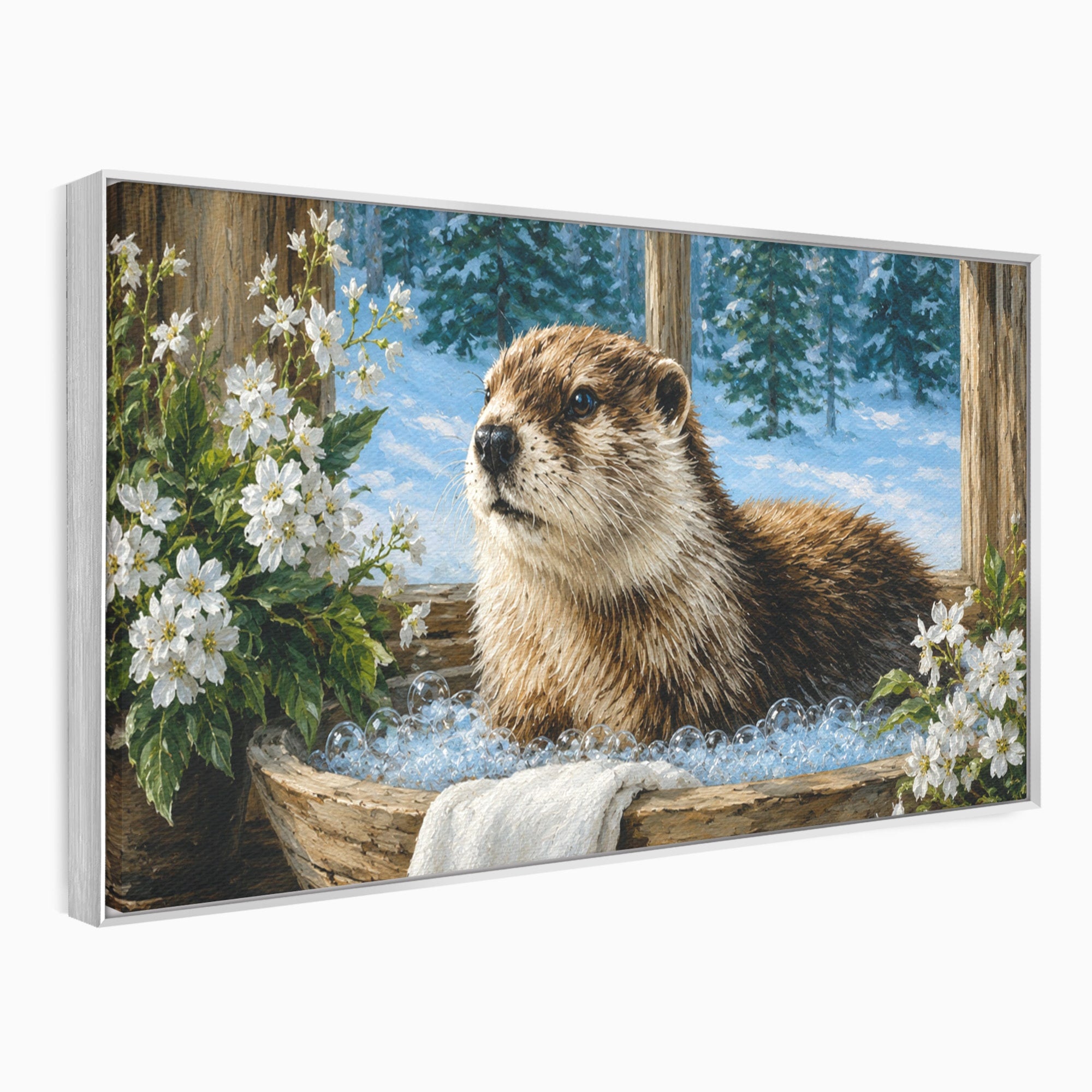 Tablou Canvas Premium LuxCanva® M1676, Vidra La Fereastra, Vidra, Iarna, Fereastra, Natura, Living, Culori Vibrante
