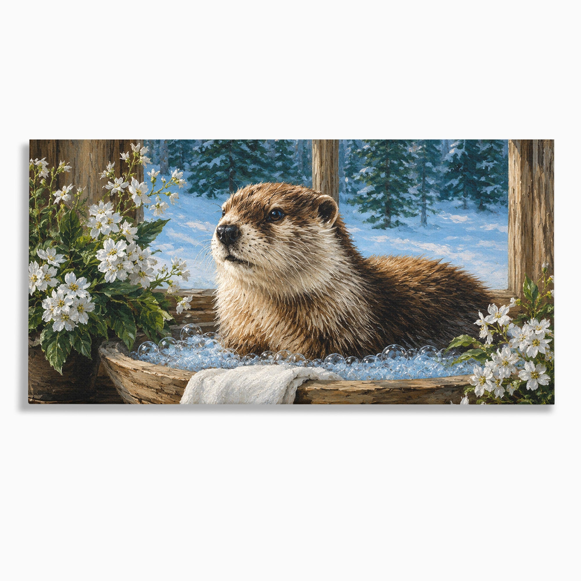 Tablou Canvas Premium LuxCanva® M1676, Vidra La Fereastra, Vidra, Iarna, Fereastra, Natura, Living, Culori Vibrante